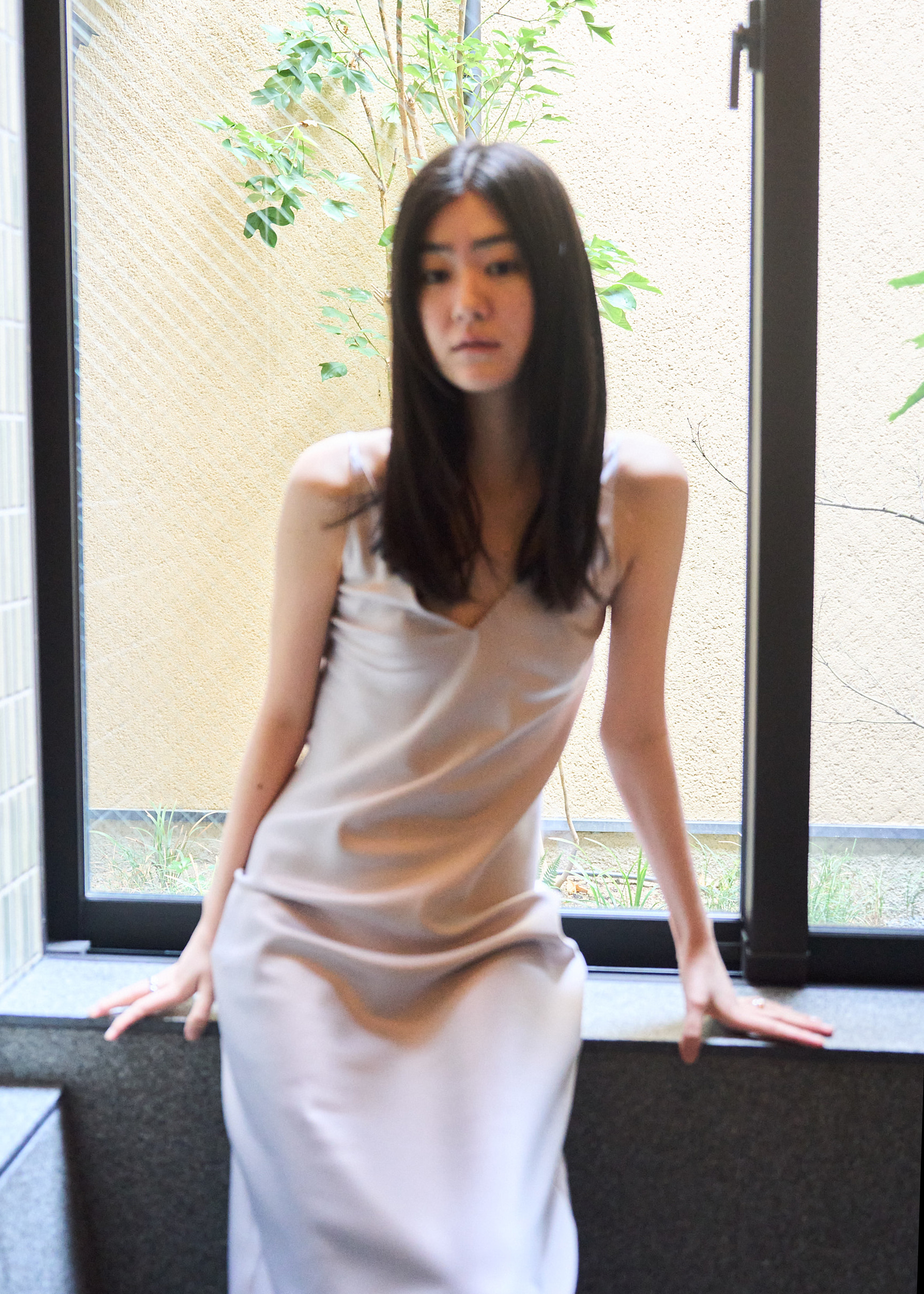 Deep V Dress · Silver