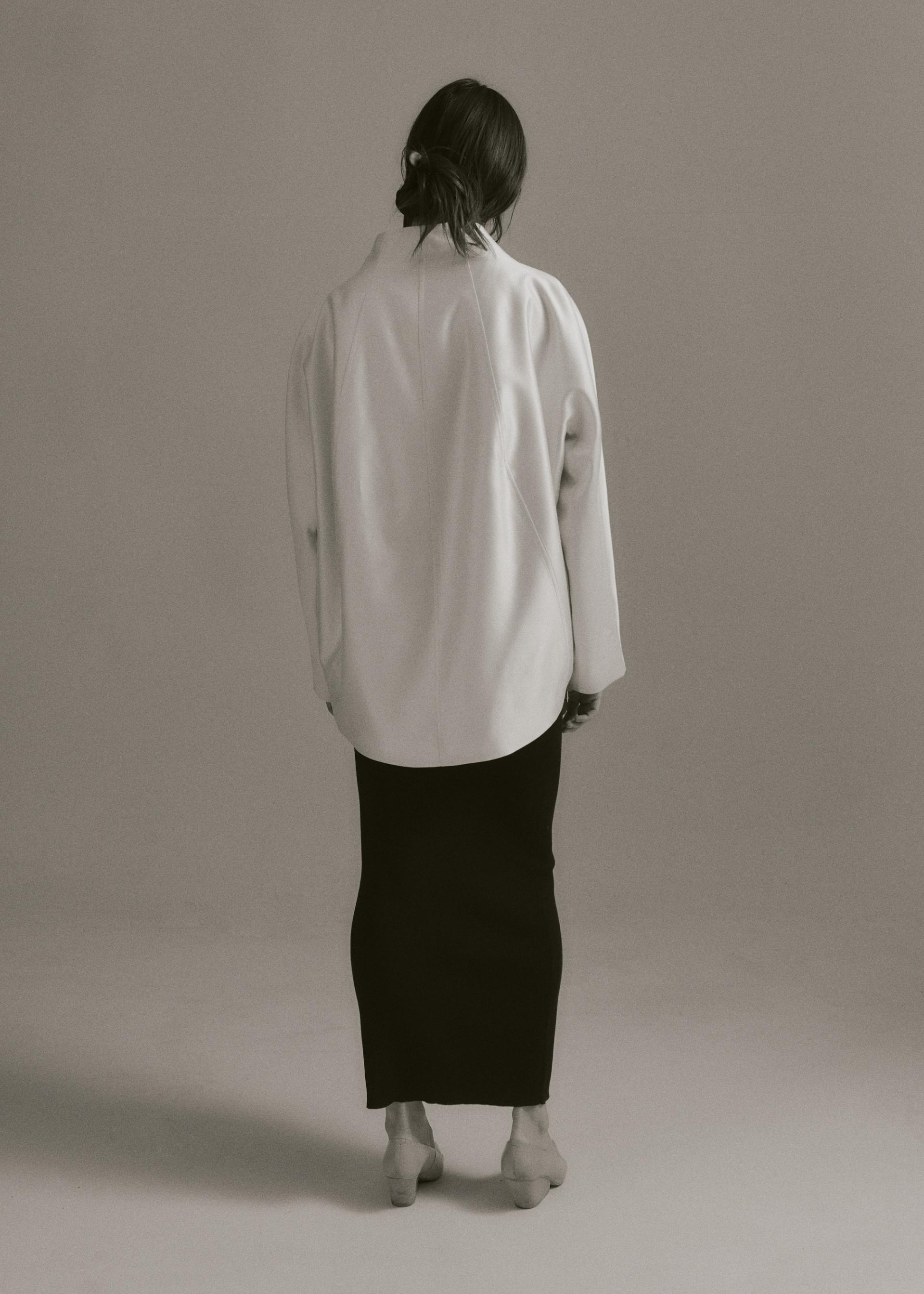 Lore Wool Silk Sculptural Jacket · Ivory