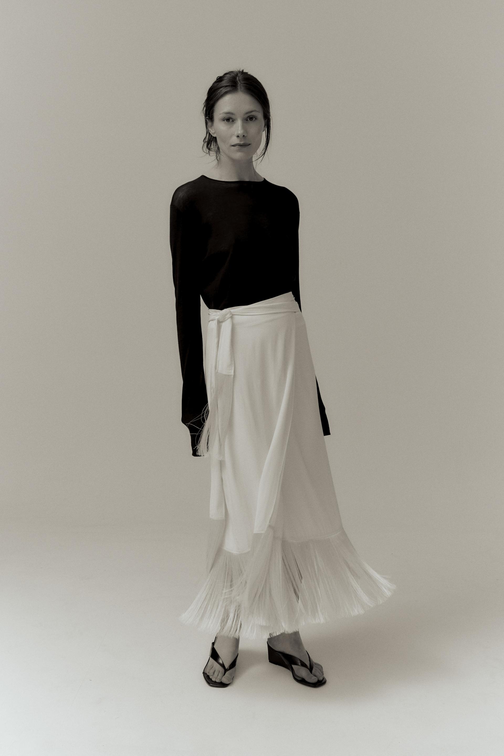 Dean Fringe Wrap Skirt · Sand