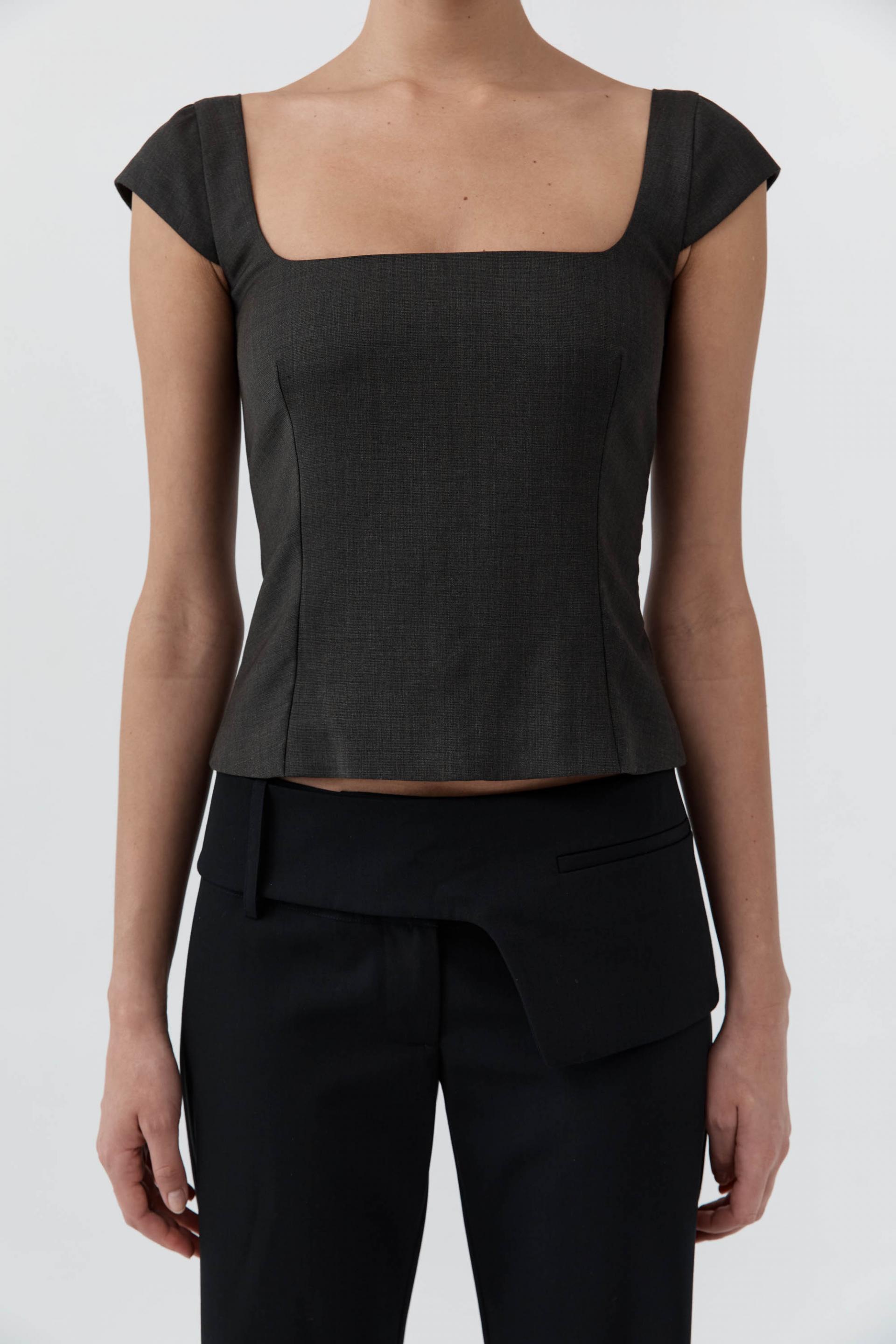 Wool Cap Sleeve Top · Umber