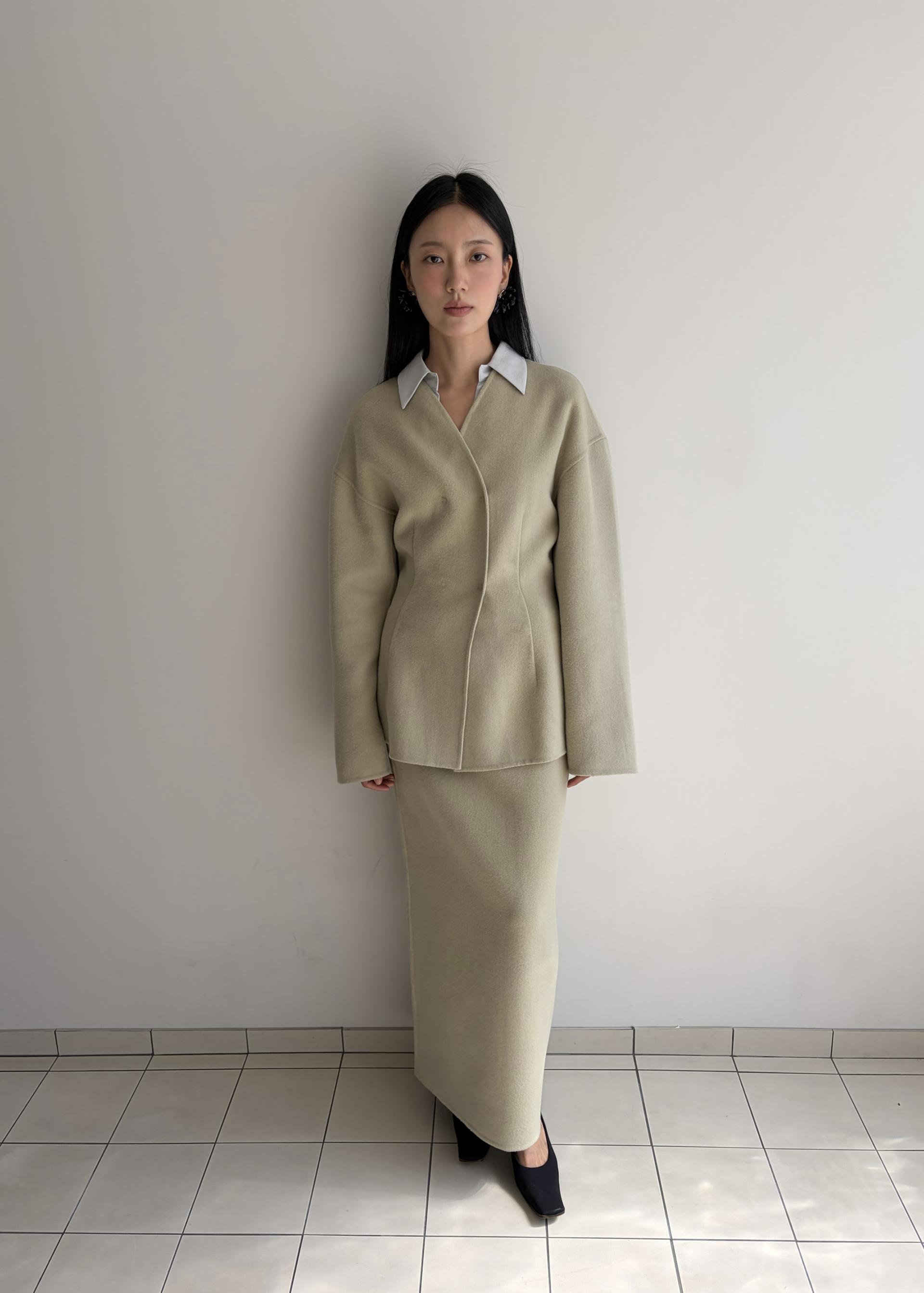 Cashmere maxi skirt ·Sand