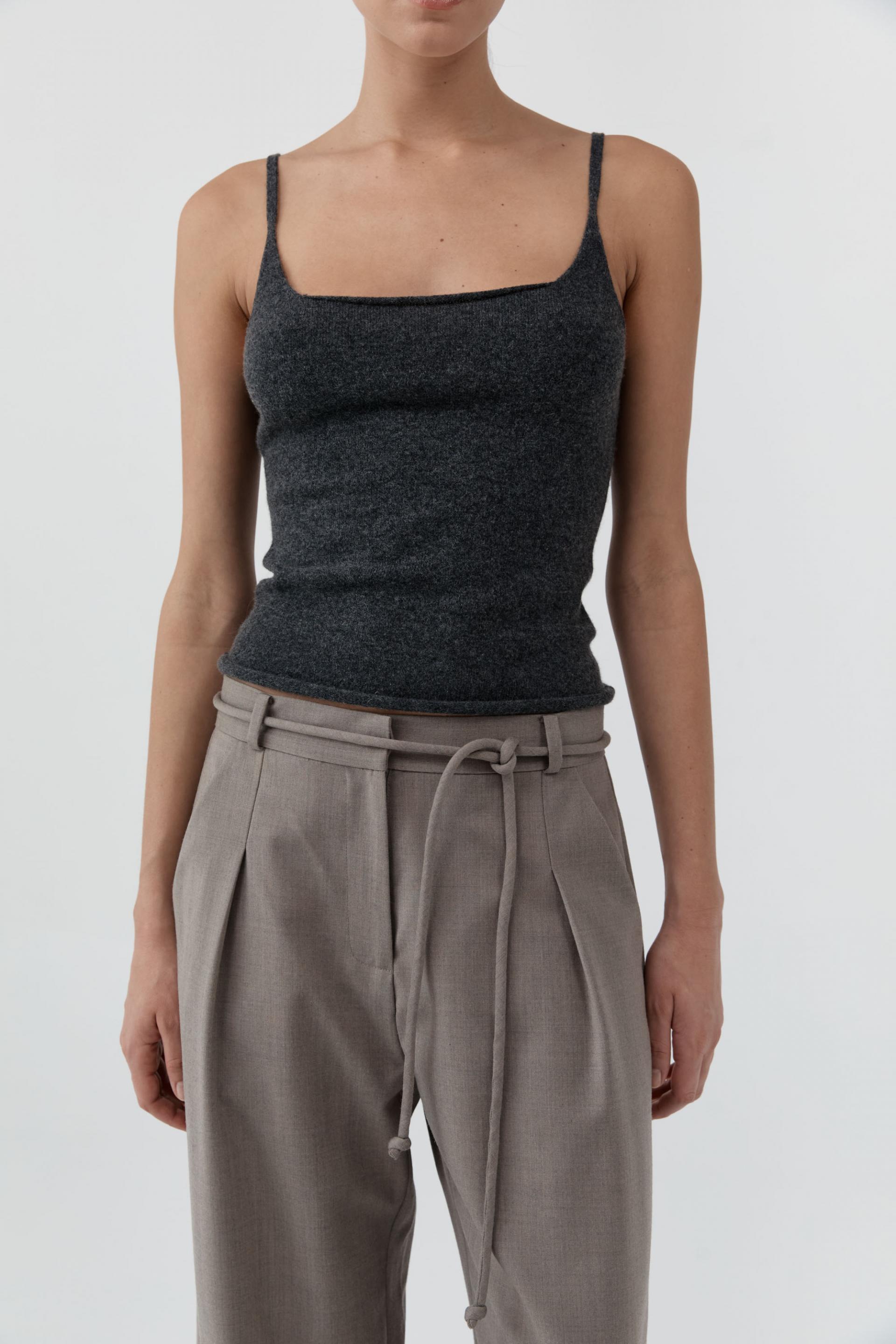 Merino Wool Slim Tank · Charcoal Melange