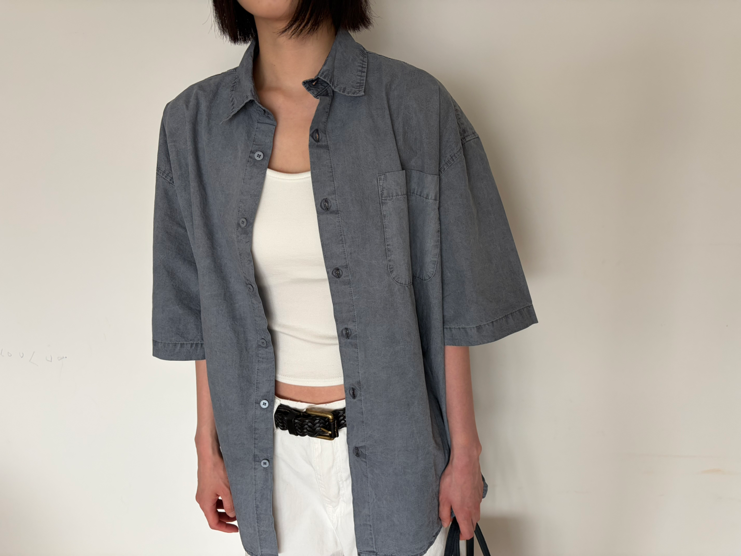Faded wash half shirt