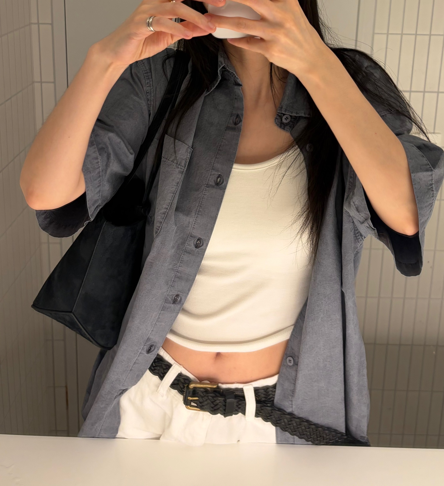 Faded wash half shirt