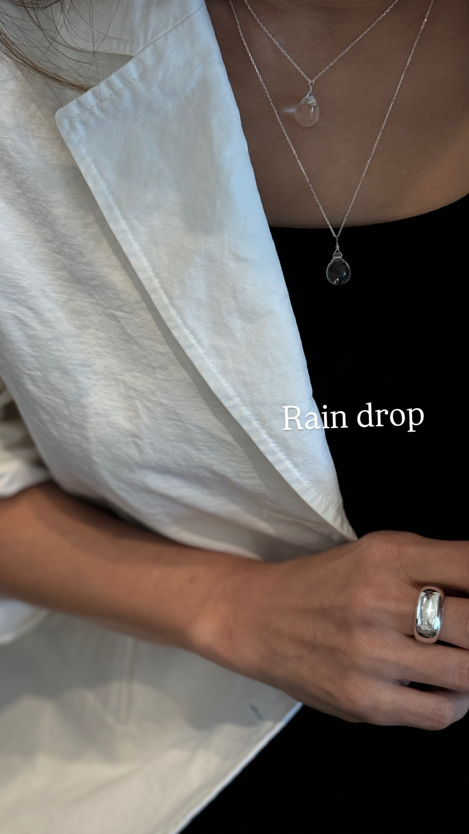 <By Jamie> Rain drop necklace with silver chain