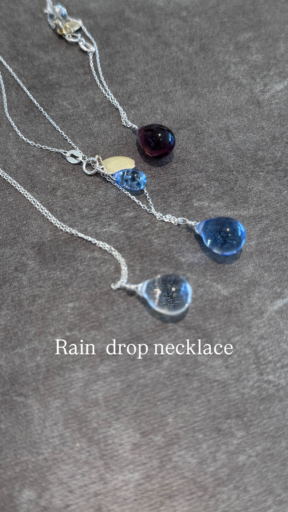 <By Jamie> Rain drop necklace with silver chain