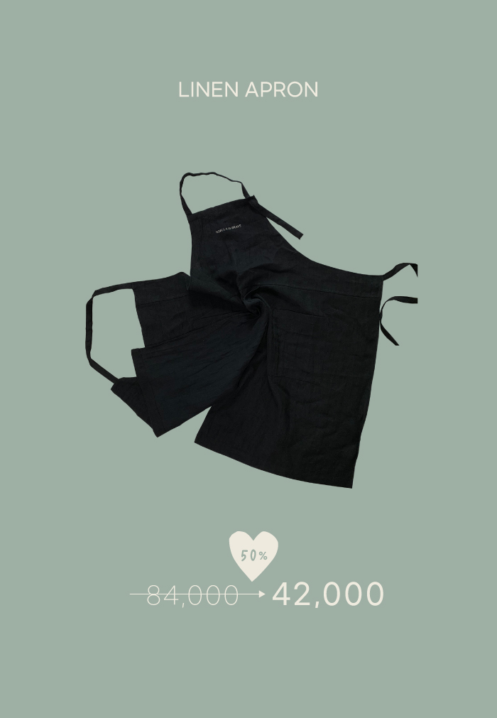 [B brave] LINEN APRON / BLACK