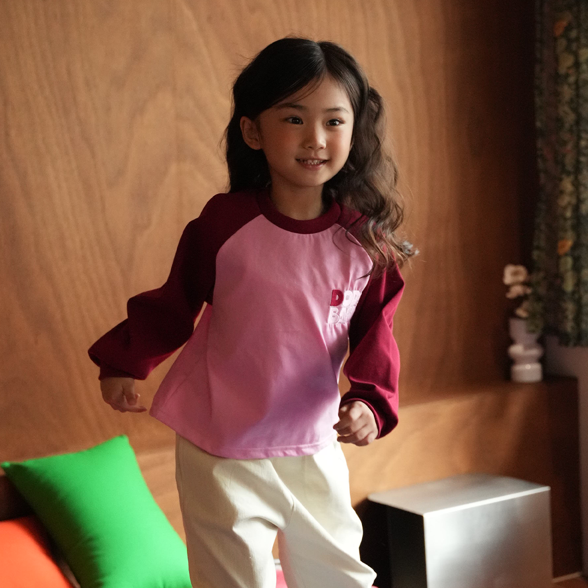 DODO BASIC Reglan T-Shirt ( Milkshake Pink / Burgandy )