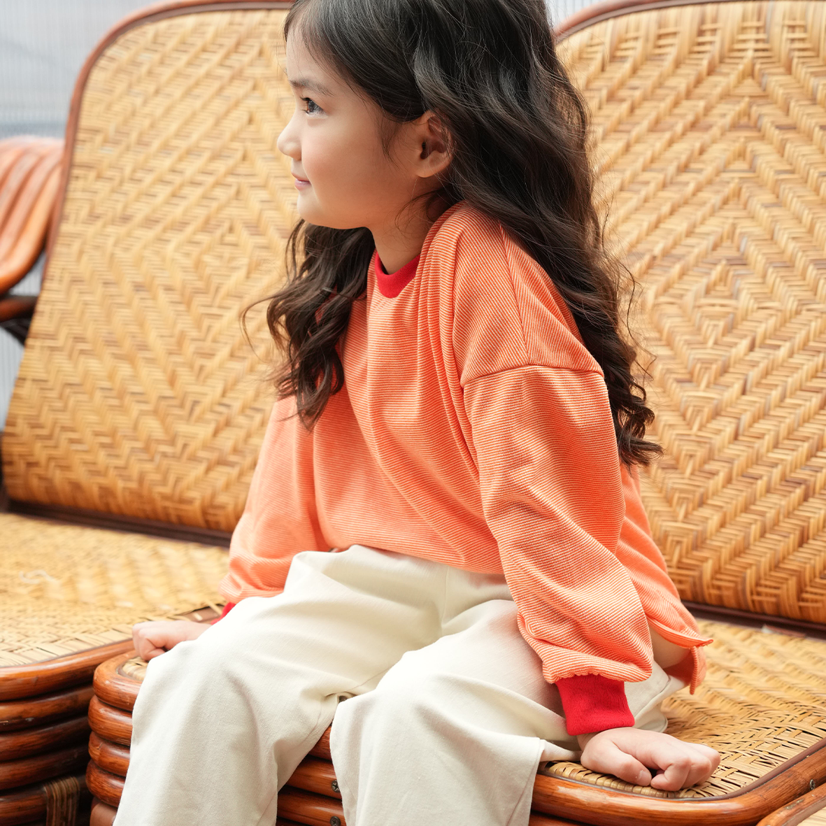 DODO BASIC Oversized Stripe T-Shirt ( Red / Vermillion Red / Light Pink )