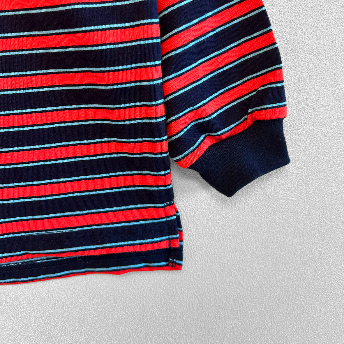 DODO BASIC Oversized Stripe T-Shirt ( Navy / Red / Cerulean Blue )