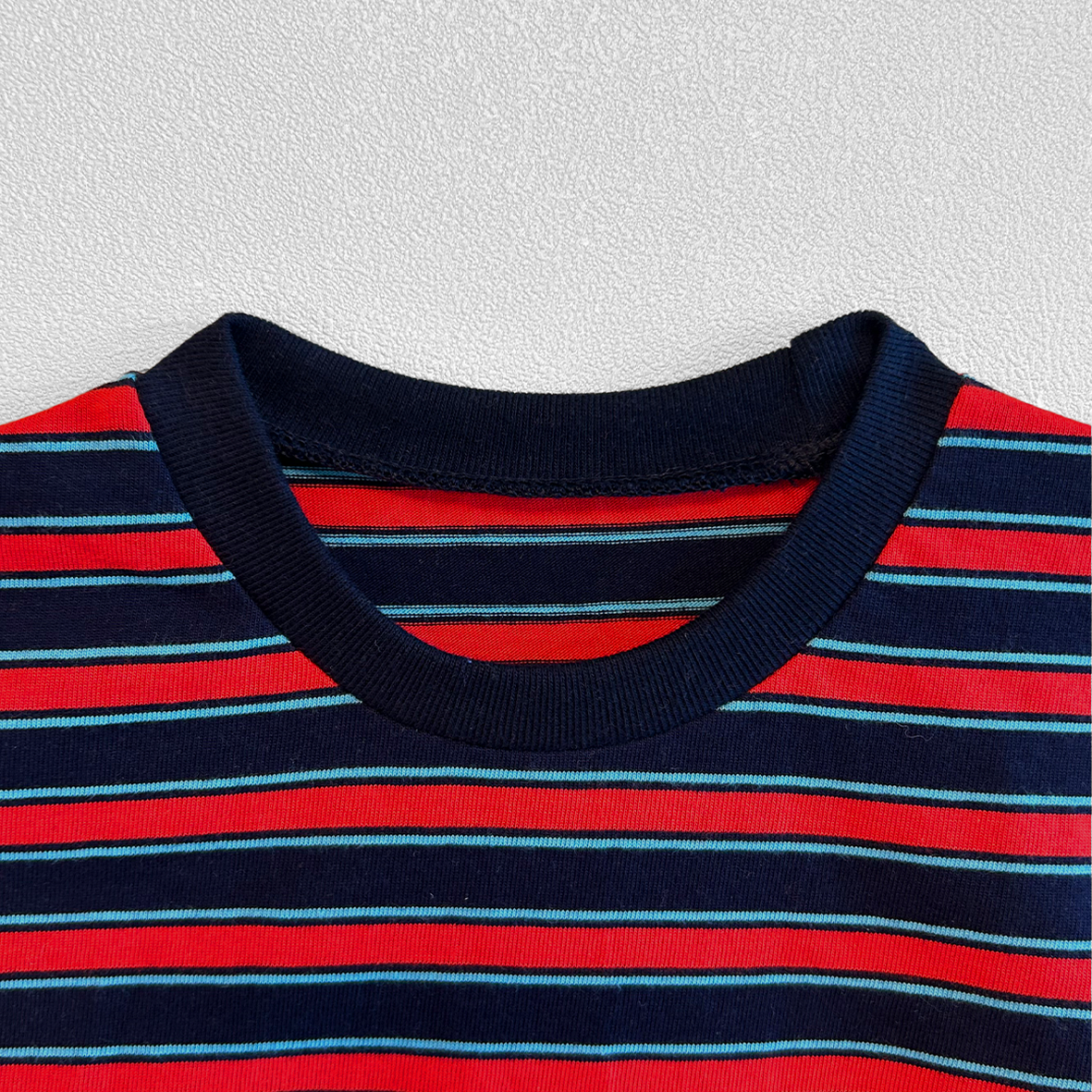 DODO BASIC Oversized Stripe T-Shirt ( Navy / Red / Cerulean Blue )