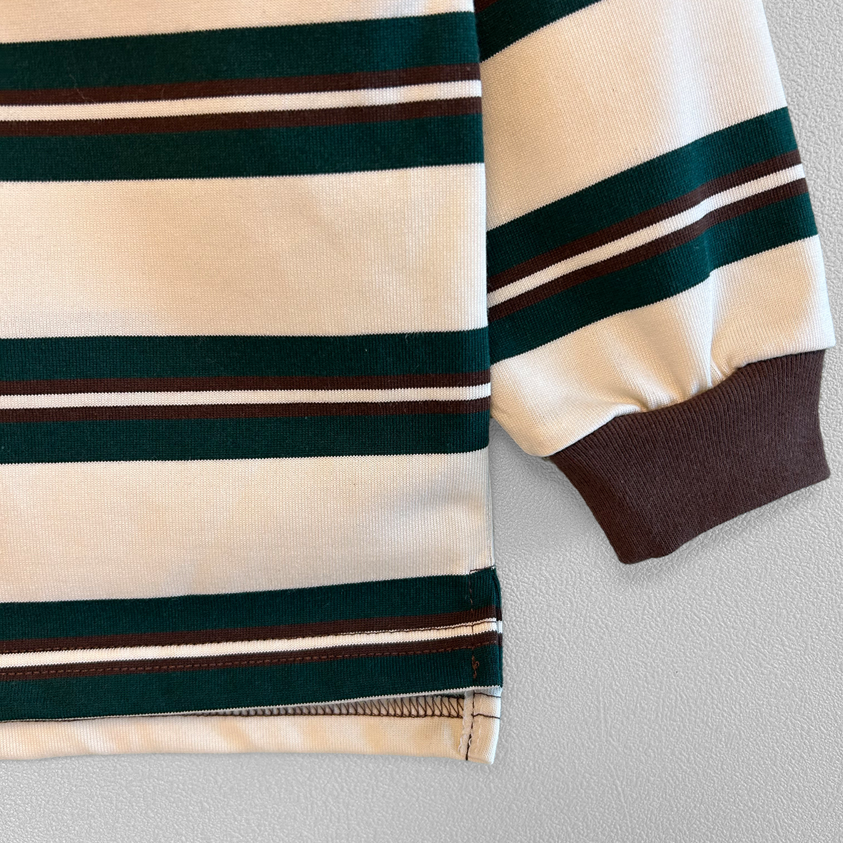 DODO BASIC Oversized Stripe T-Shirt ( Dark Green / Brown / Ivory )