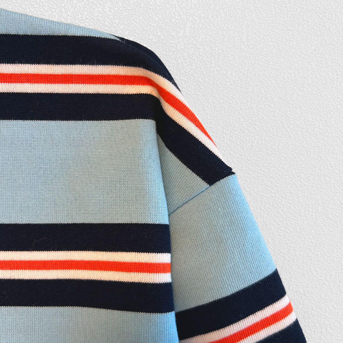 DODO BASIC Oversized Stripe T-Shirt ( Navy / Cerulean Blue / Vermillion )