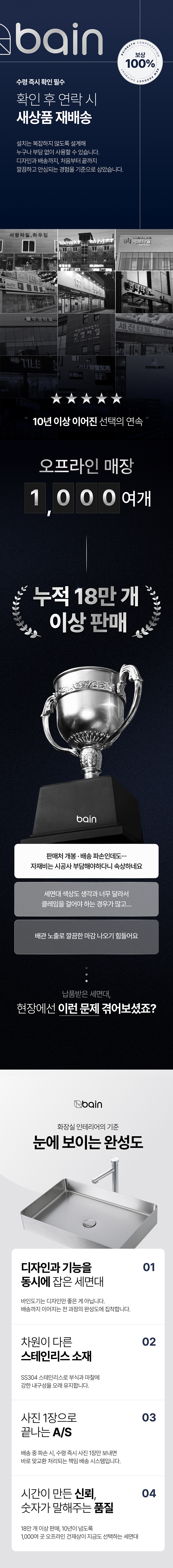 바인도기 스테인레스 로즈골드 세면기 사각 스텐 세면대 400X110
