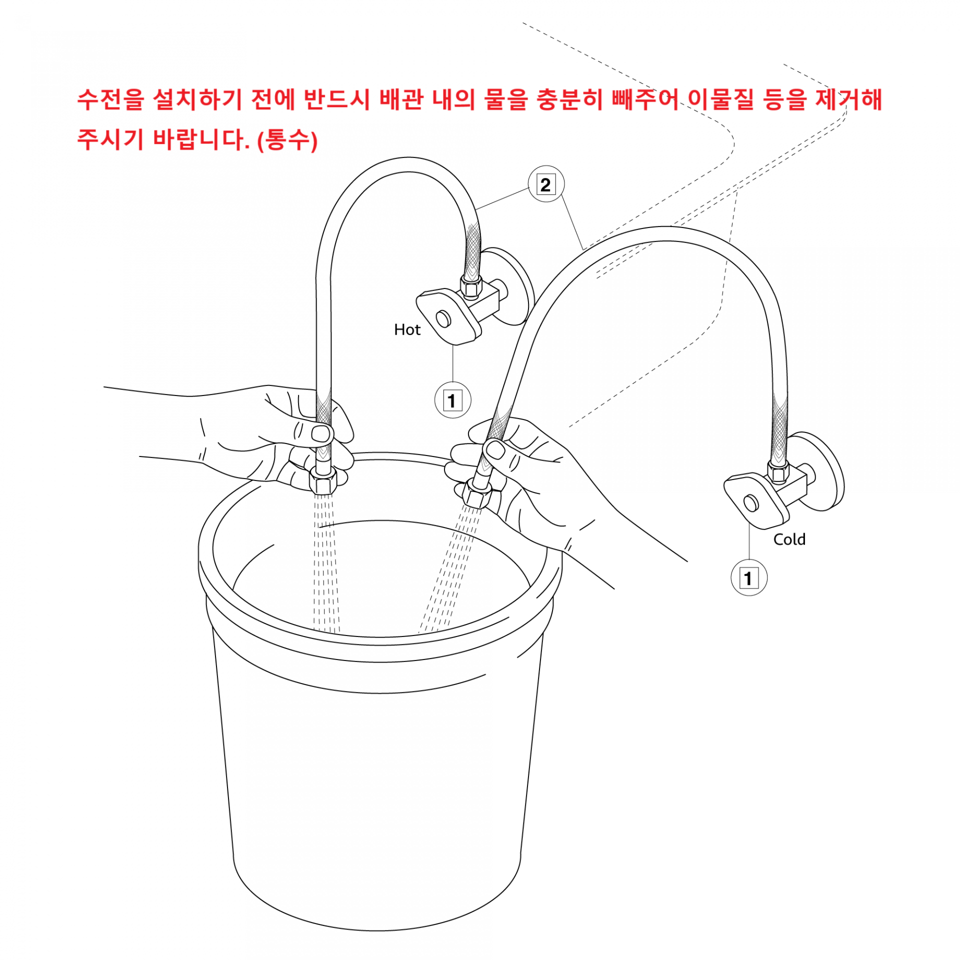 미국 수전 변환용 어댑터 2개1조 (냉온용)