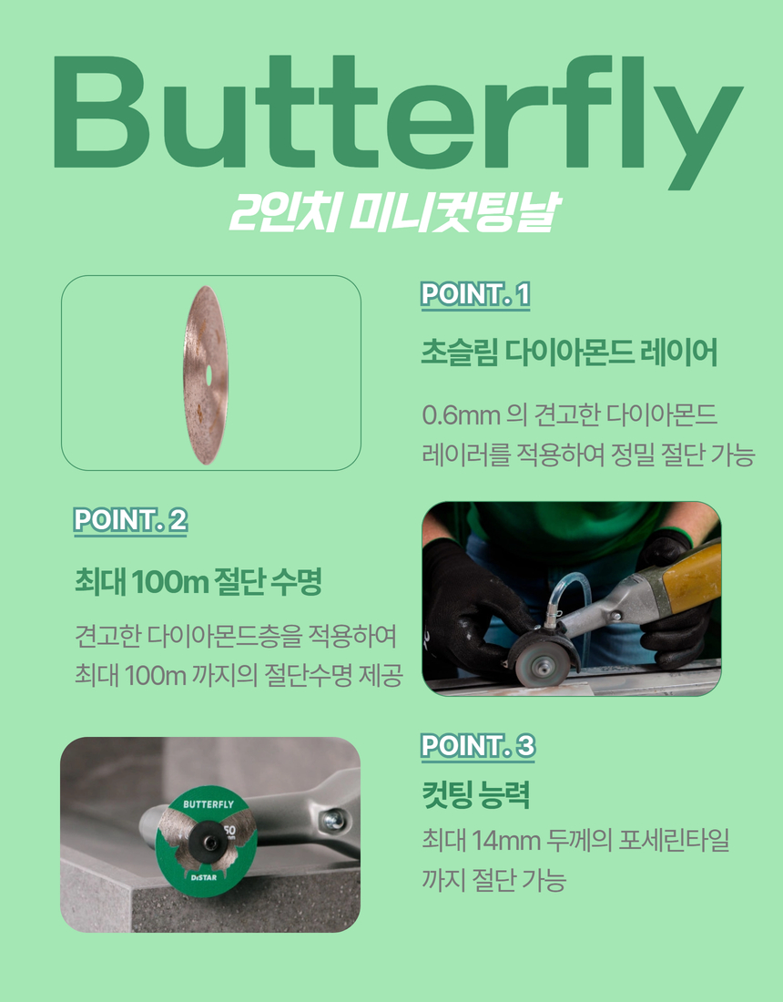 [DISTAR] 버터플라이 초슬림 2인치 미니날