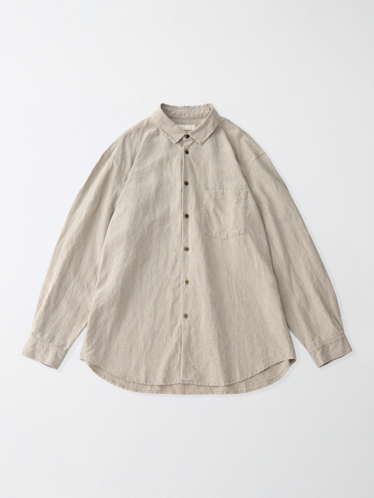 nest Robe CONFECT [네스트로브 컨팩트] - Brushed Linen Regular Collar Shirt - Natural