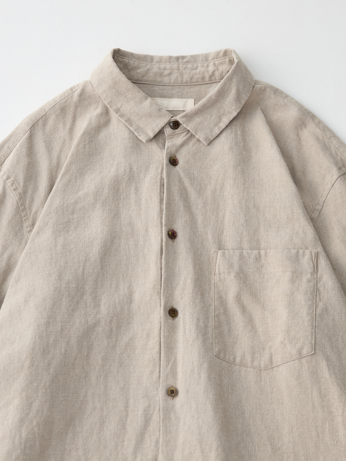 nest Robe CONFECT [네스트로브 컨팩트] - Brushed Linen Regular Collar Shirt - Natural