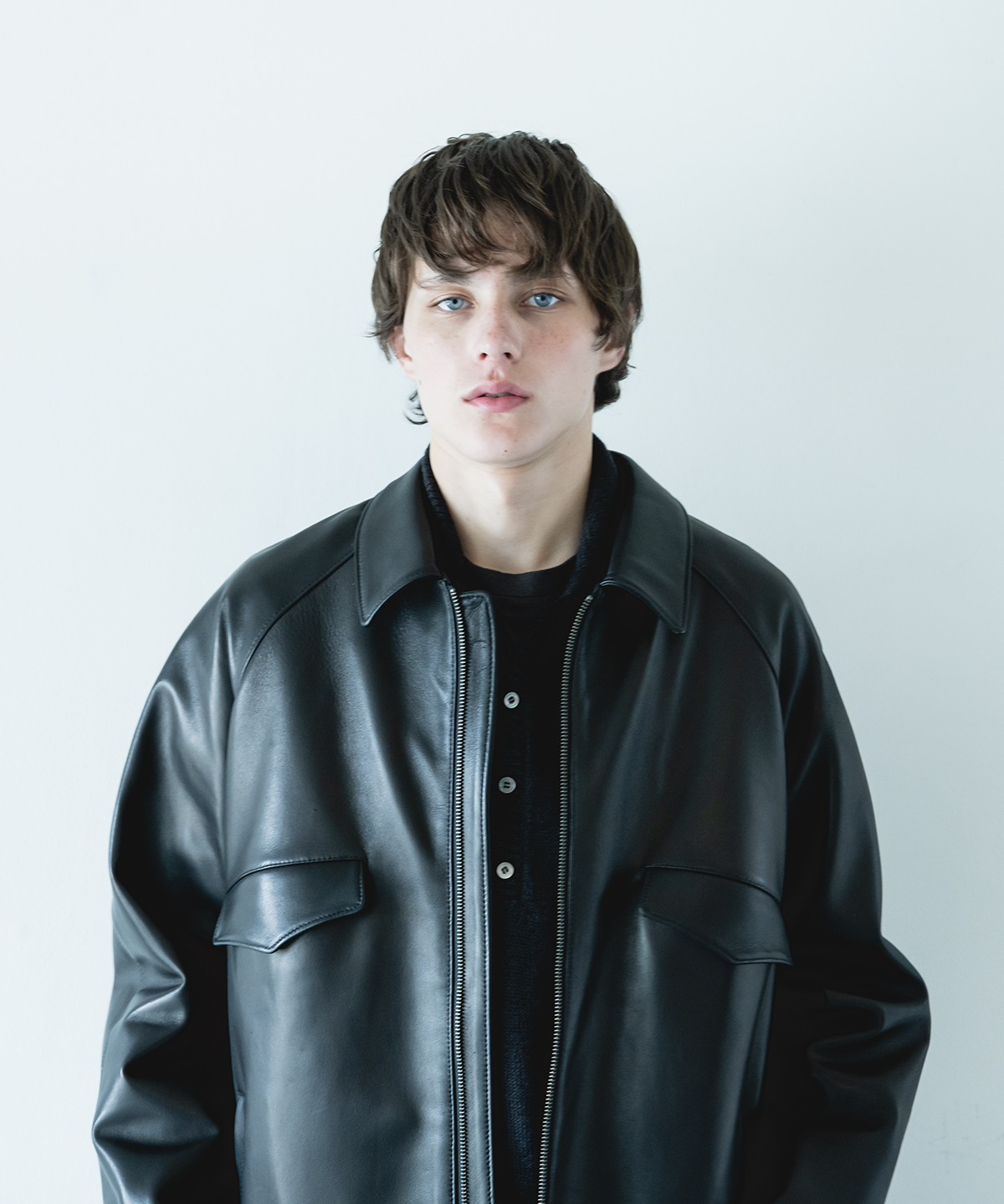 nest Robe CONFECT [네스트로브 컨팩트] - Lamb Leather Zip Blouson - Black