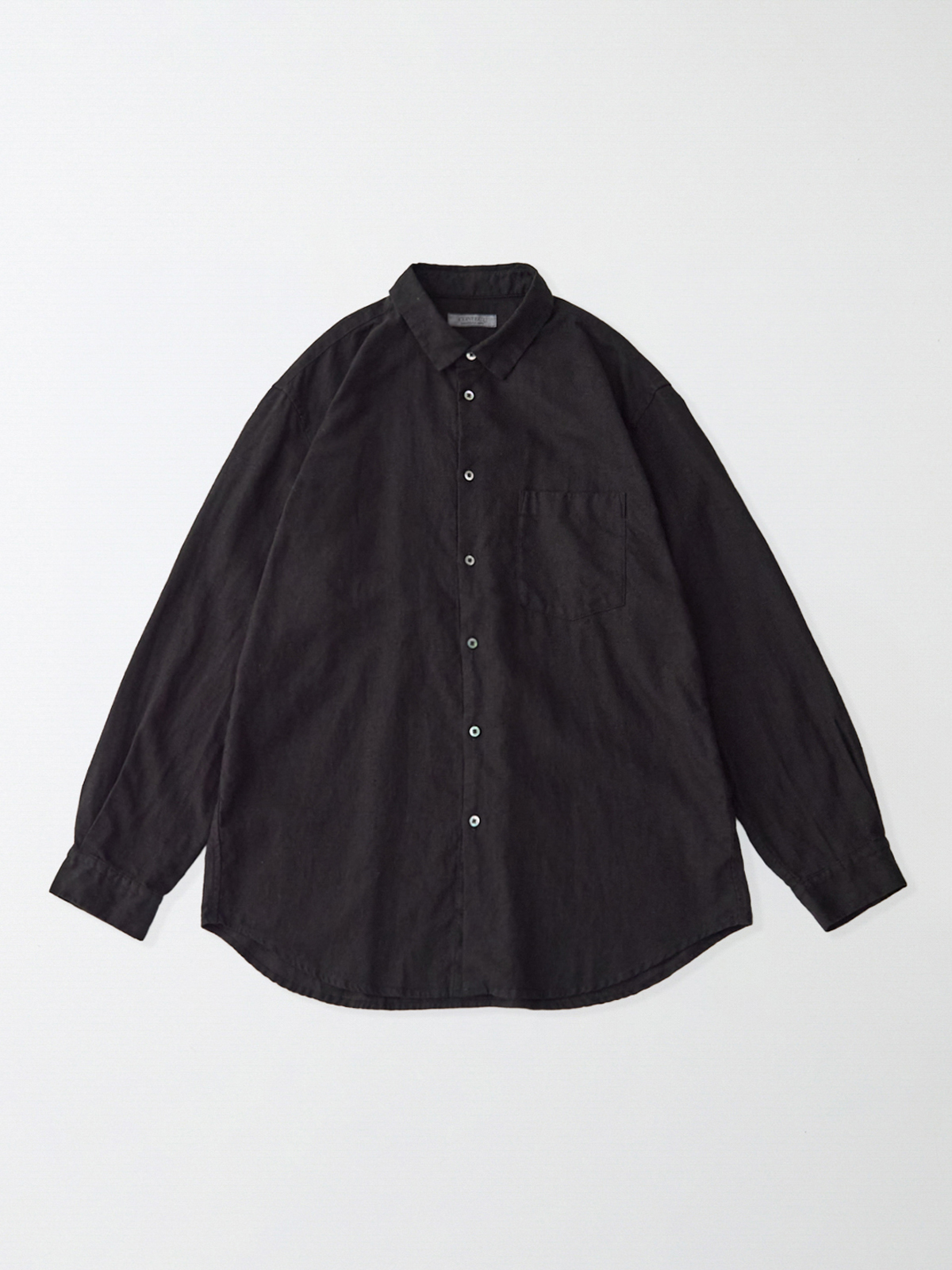 nest Robe CONFECT [네스트로브 컨팩트] - Brushed Linen Regular Collar Shirt - Black
