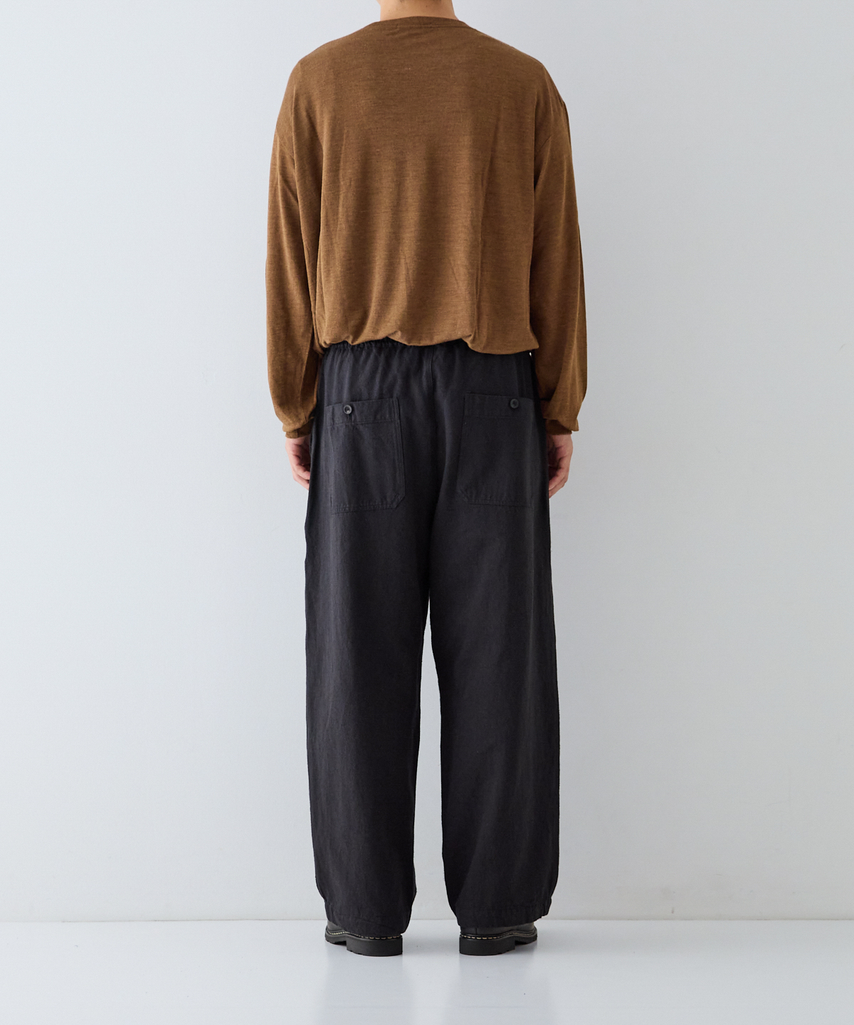 nest Robe CONFECT [네스트로브 컨팩트] - Silk Linen Cotton Nep Easy Work Trousers - Black