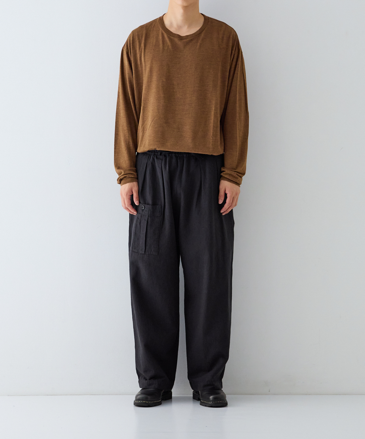 nest Robe CONFECT [네스트로브 컨팩트] - Silk Linen Cotton Nep Easy Work Trousers - Black