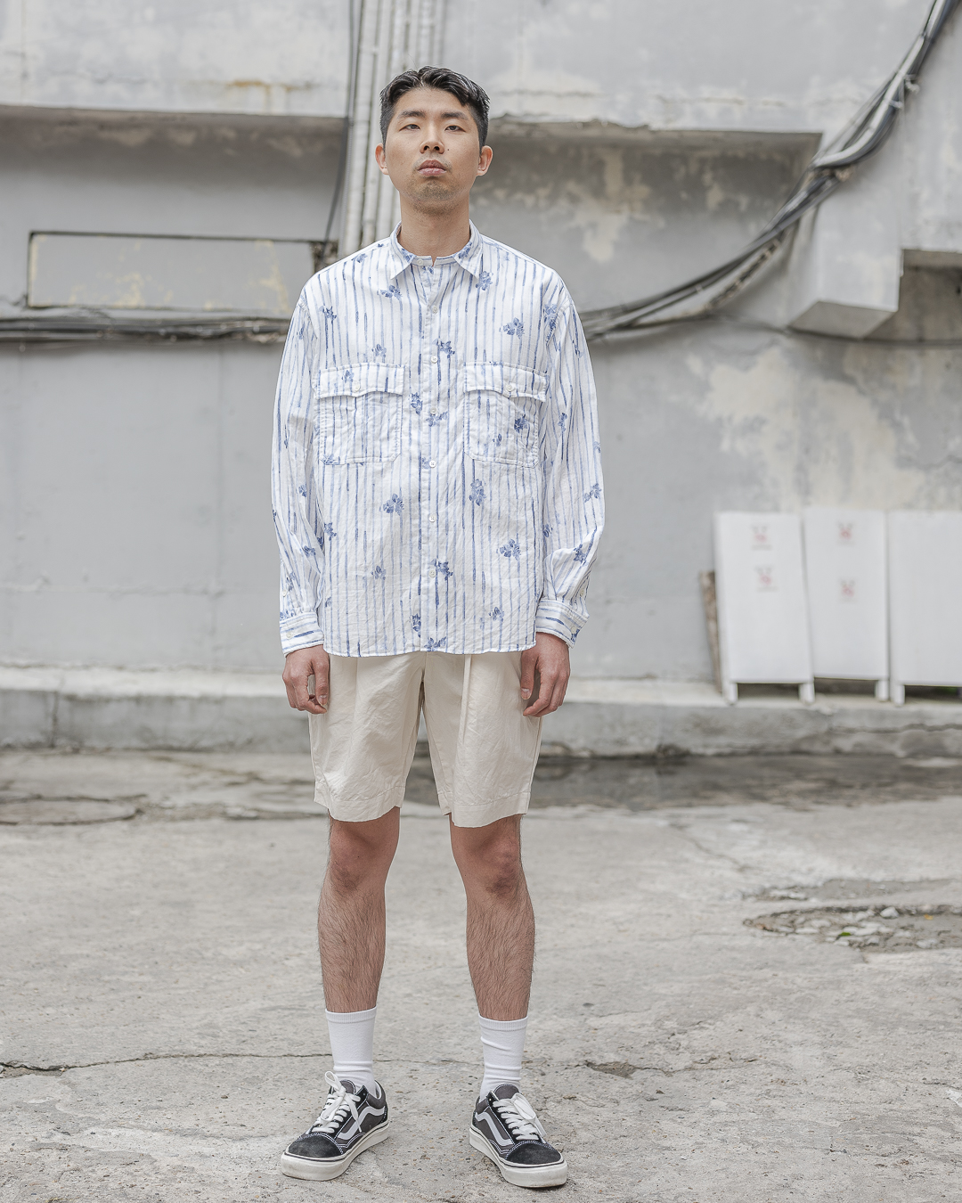 新品 Porter Classic ROLL UP STRIPE SHIRT L 海外最新 - トップス