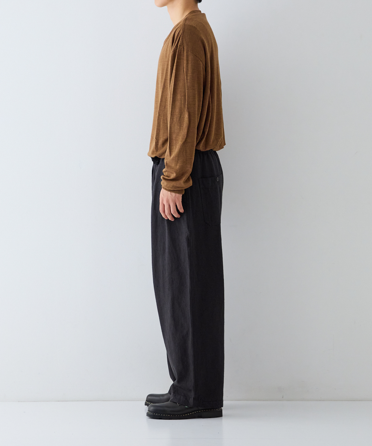 nest Robe CONFECT [네스트로브 컨팩트] - Silk Linen Cotton Nep Easy Work Trousers - Black