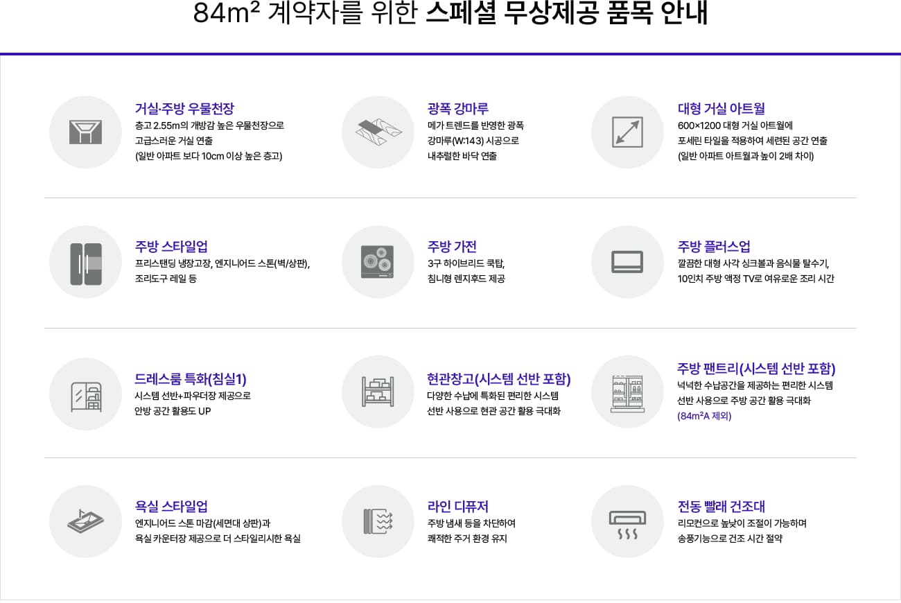 84타입 무상옵션 목록