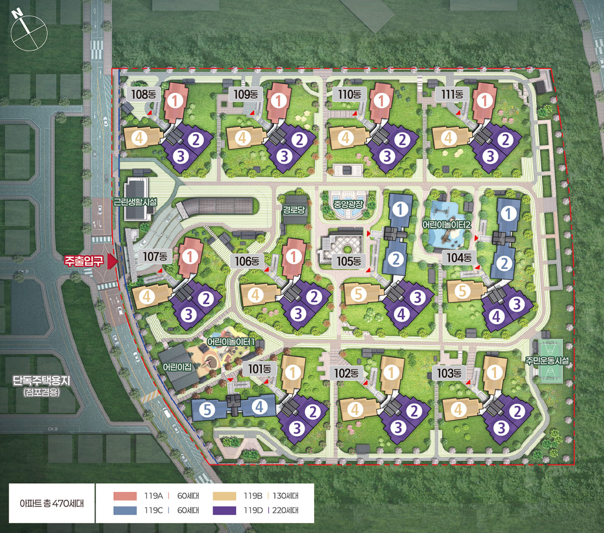 에코델타시티 대방엘리움 단지배치도