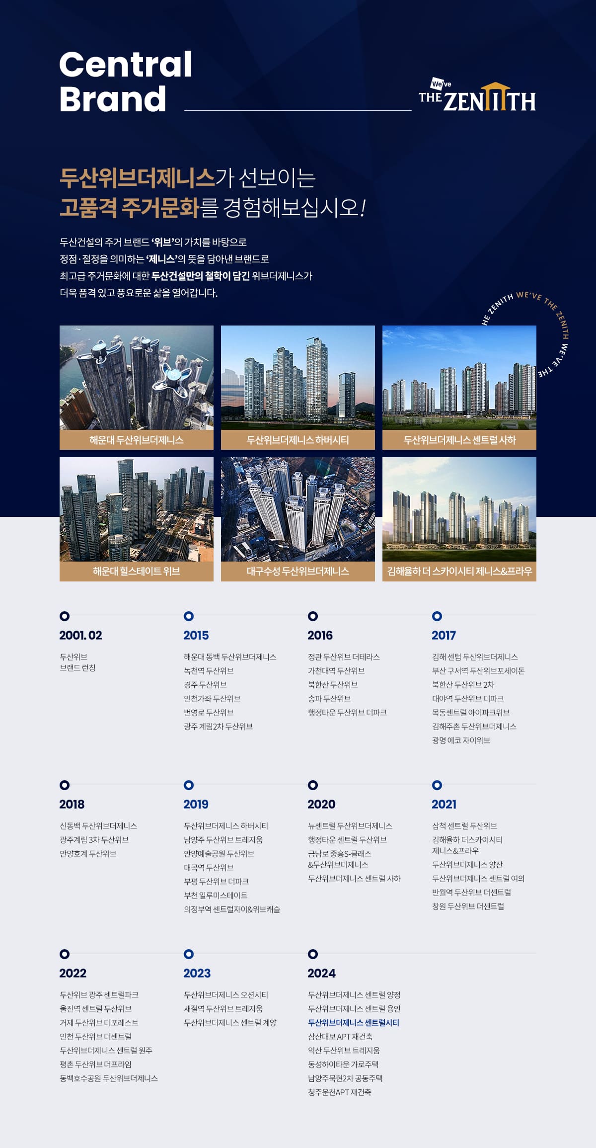두산위브더제니스 센트럴시티 브랜드소개