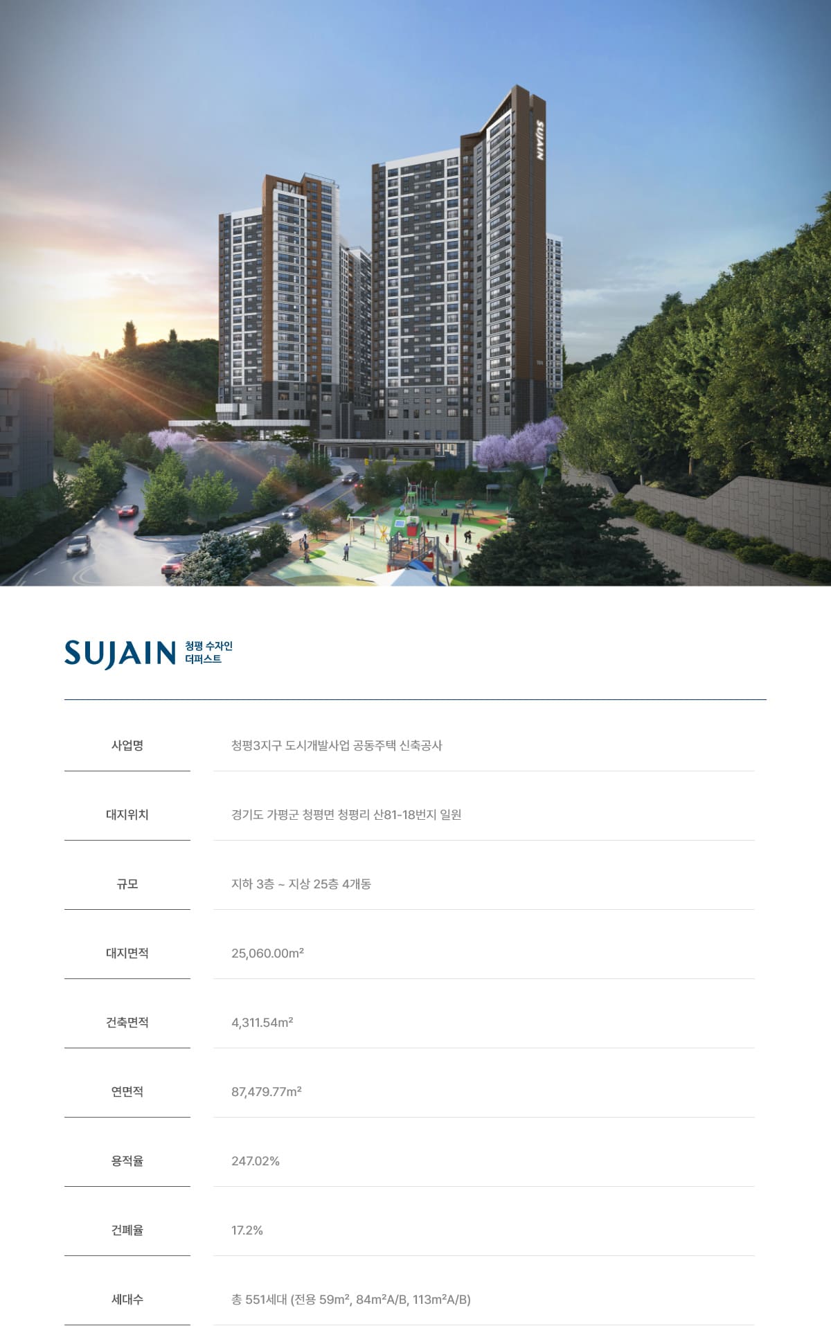 청평수자인더퍼스트 사업개요