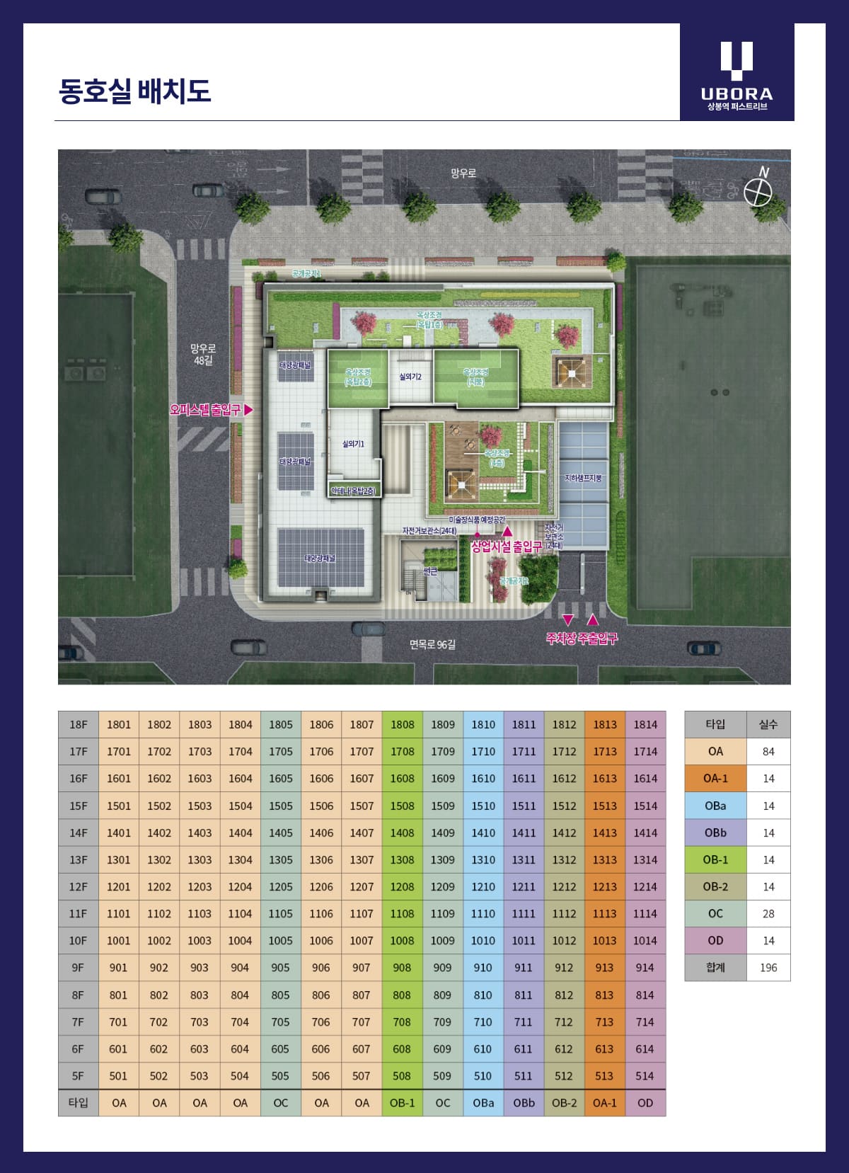 상봉역 유보라 퍼스트리브 동호수배치도