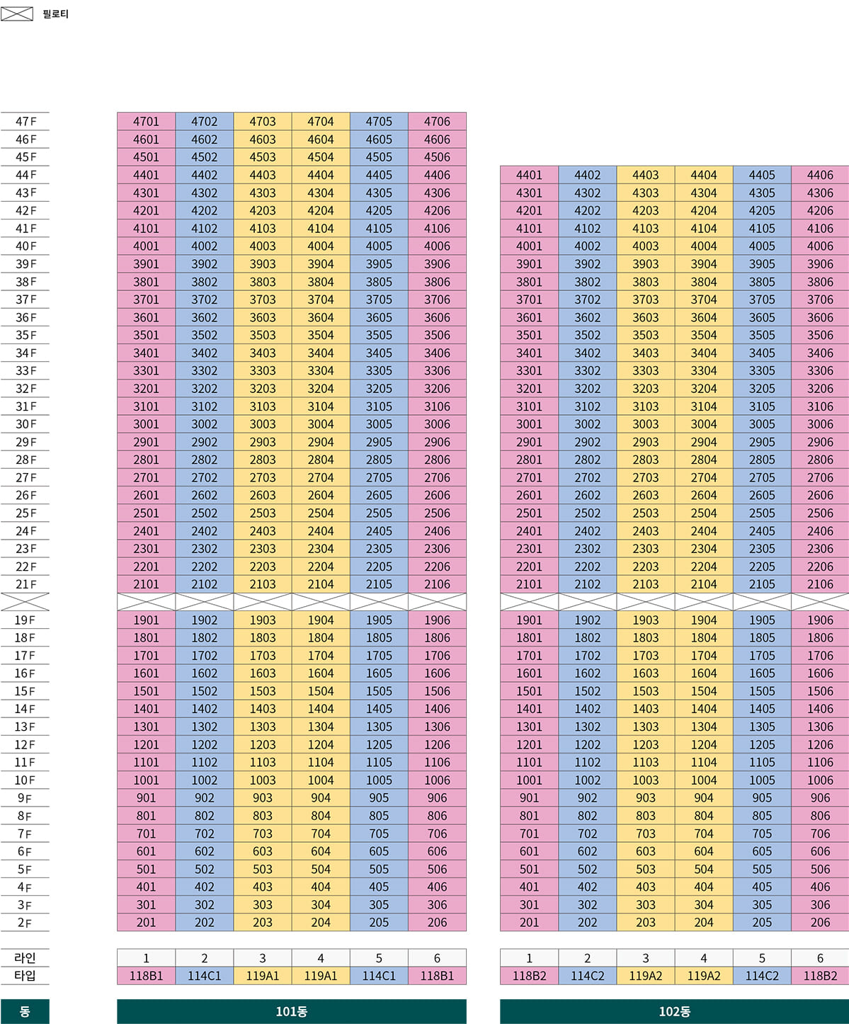 푸르지오 스타셀라49 동호수배치도