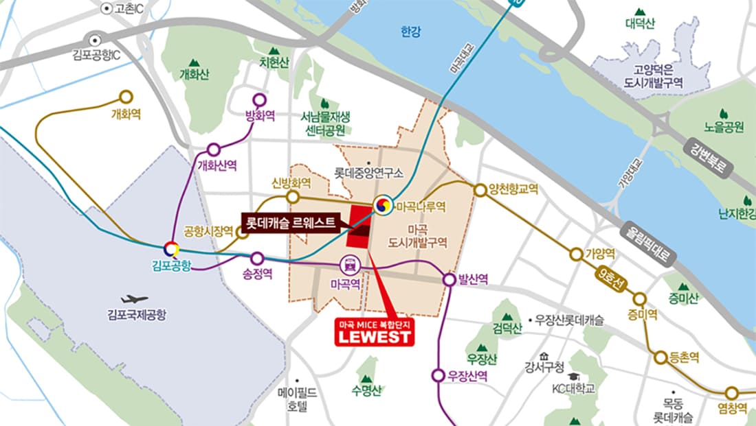 마곡롯데캐슬르웨스트 사업지위치