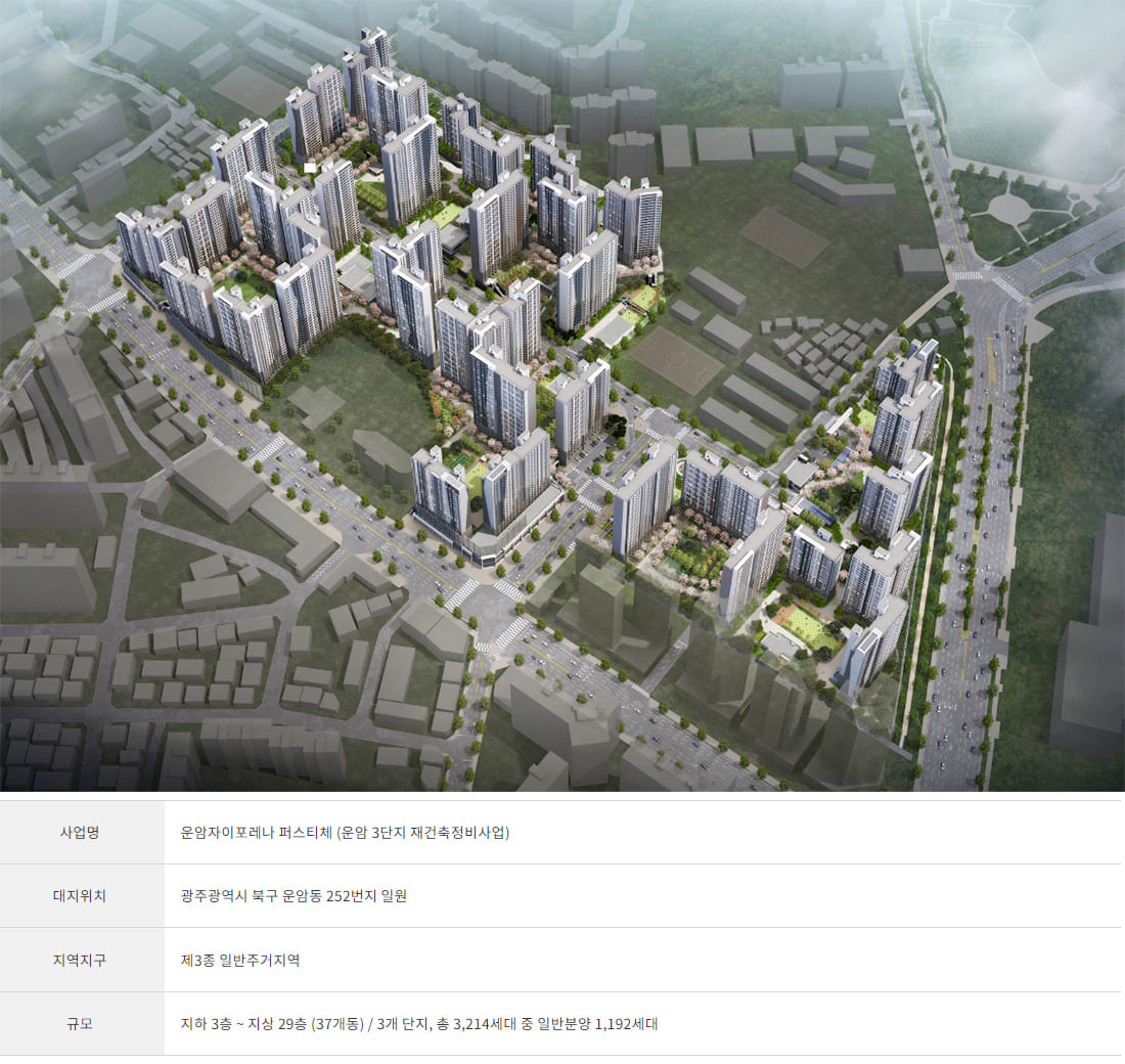 운암자이포레나 퍼스티체 사업개요