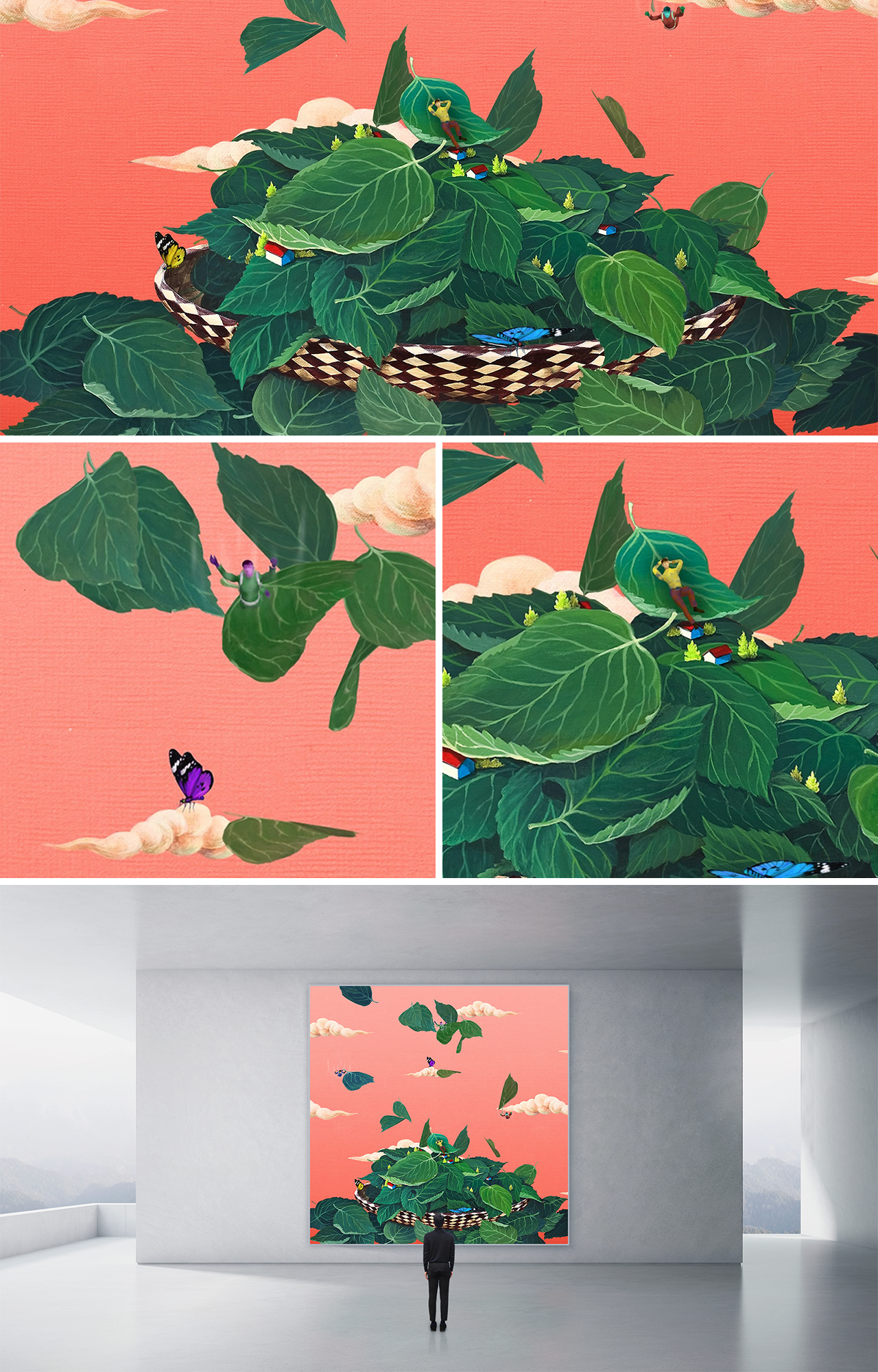 PERILLA LEAVES FLYING IN THE SKY
