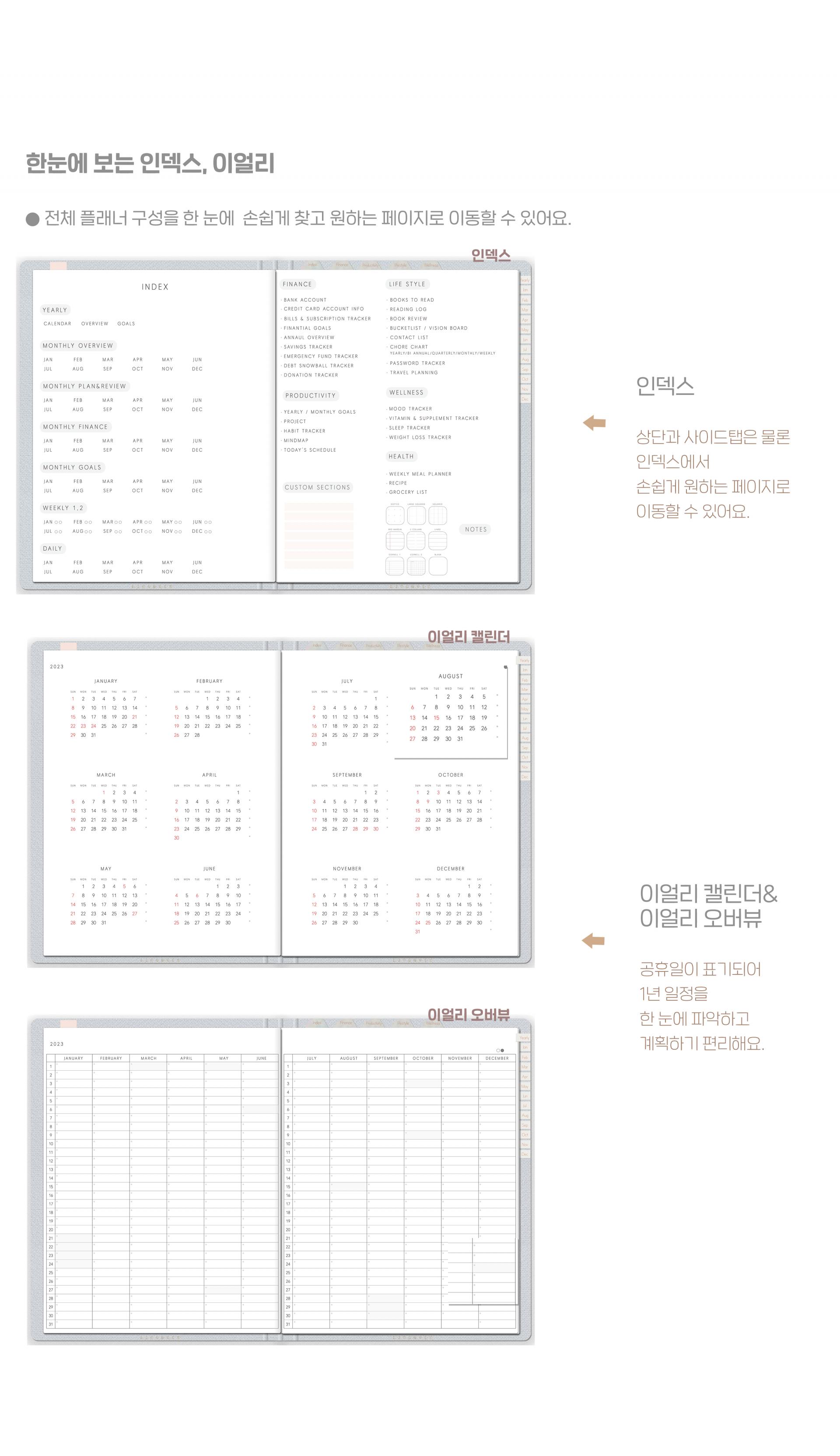 2023 굿노트 심플 다이어리 + 900개 이상 플래너스티커 세트 : 라이크브릿