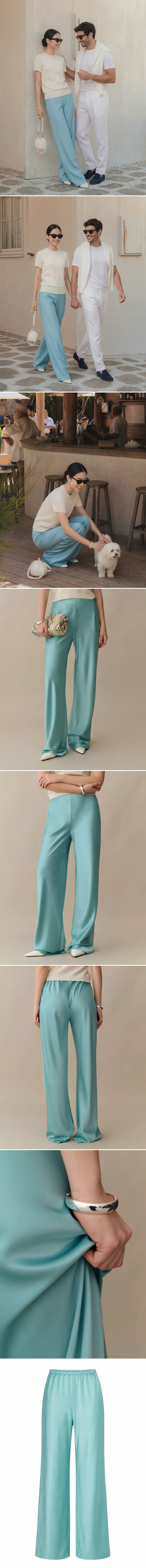 글로우 새틴 와이드 팬츠