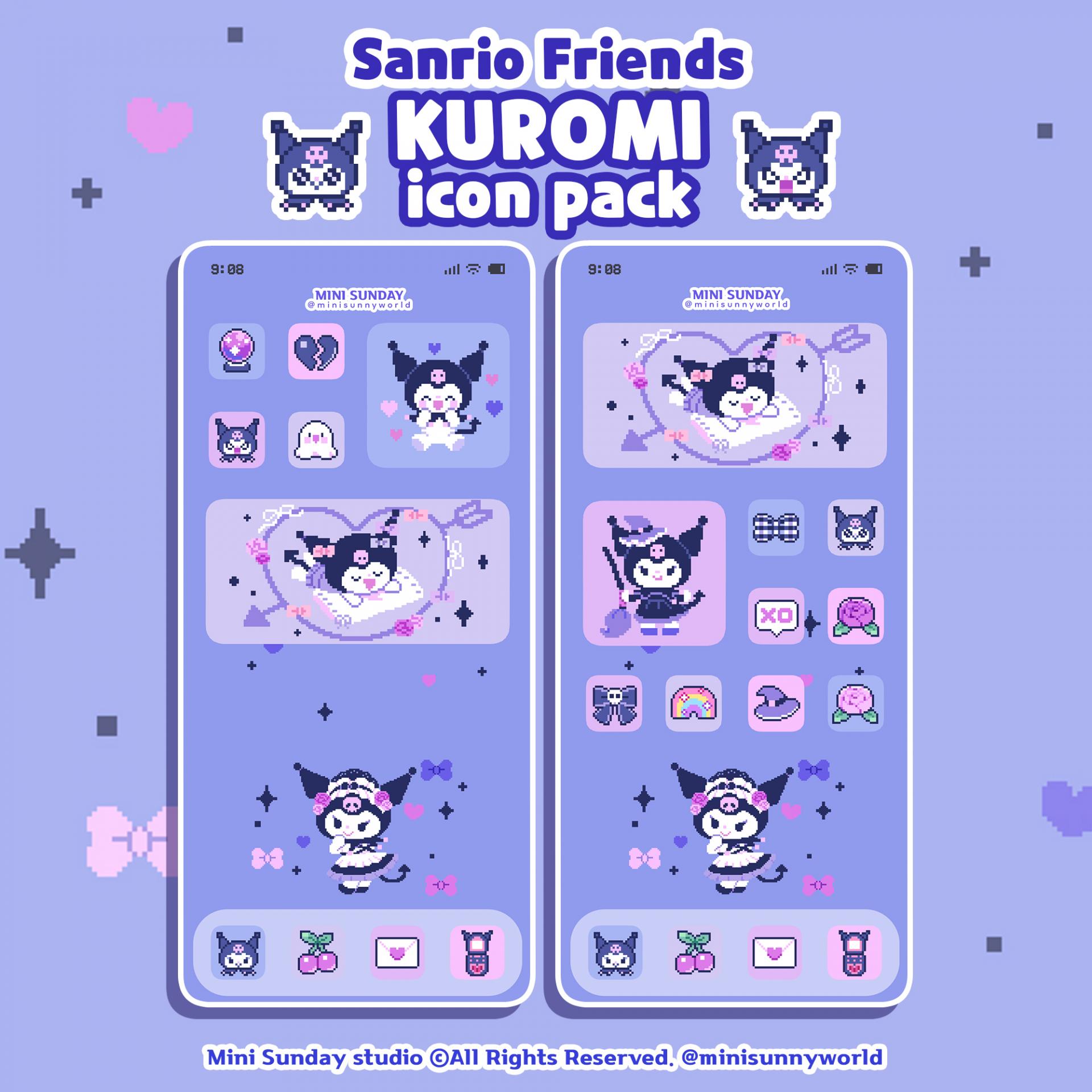 산리오 친구들] 쿠로미 아이콘팩 : 미니선데이 스튜디오, image size:1920x1920