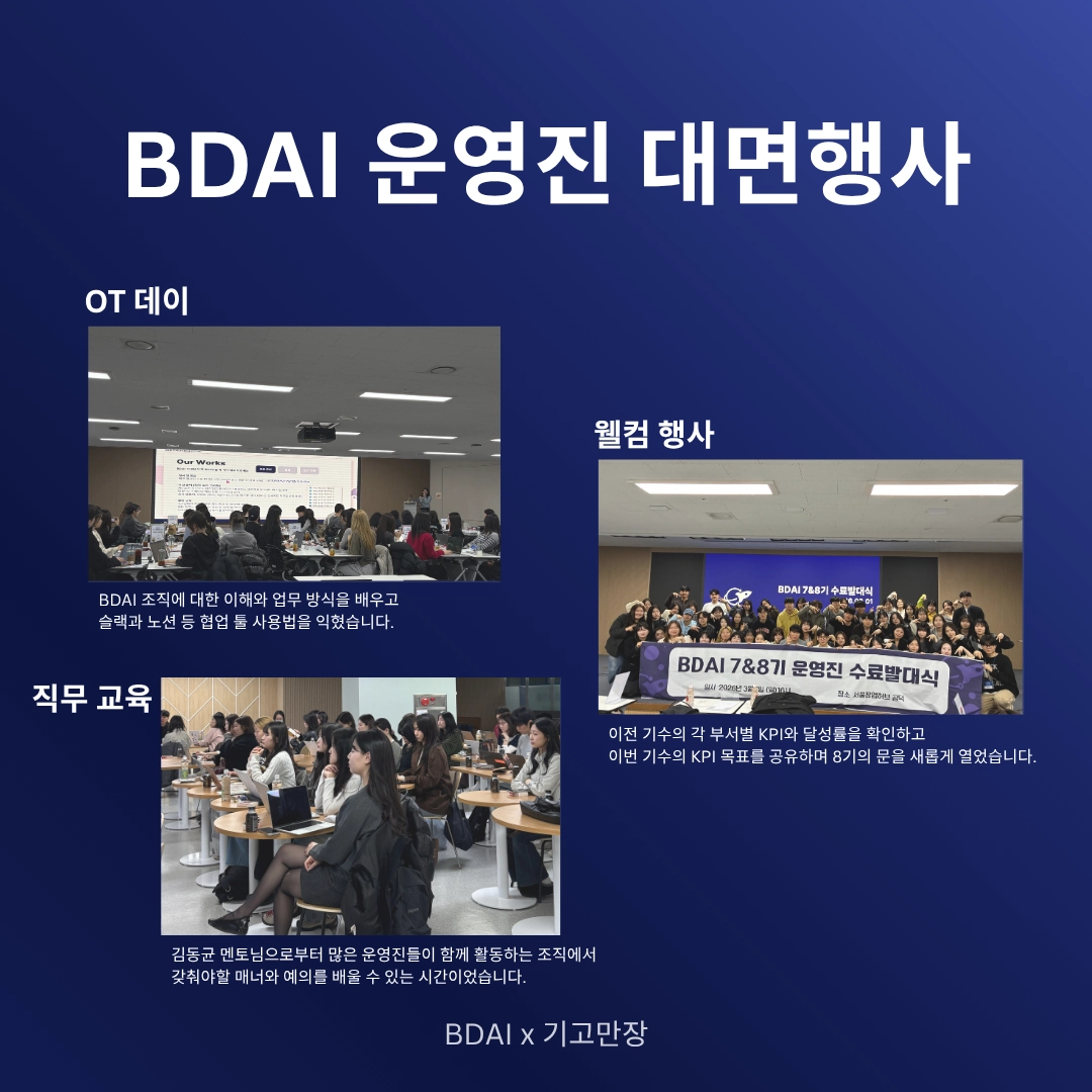 [BDAI] AI 빅데이터 학회 BDAI의 운영진과 조직문화를 소개합니다 : 기고만장(GGMJ)