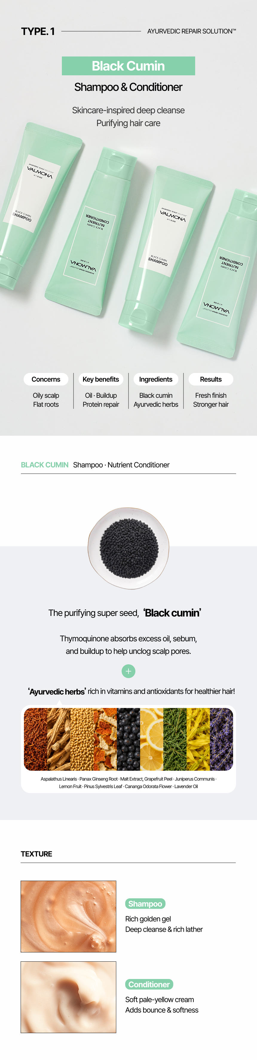[VALMONA] BLACK CUMIN · BLACK PEONY · SUGAR VELVET SHAMPOO & NUTRIENT CONDITIONER 100ml