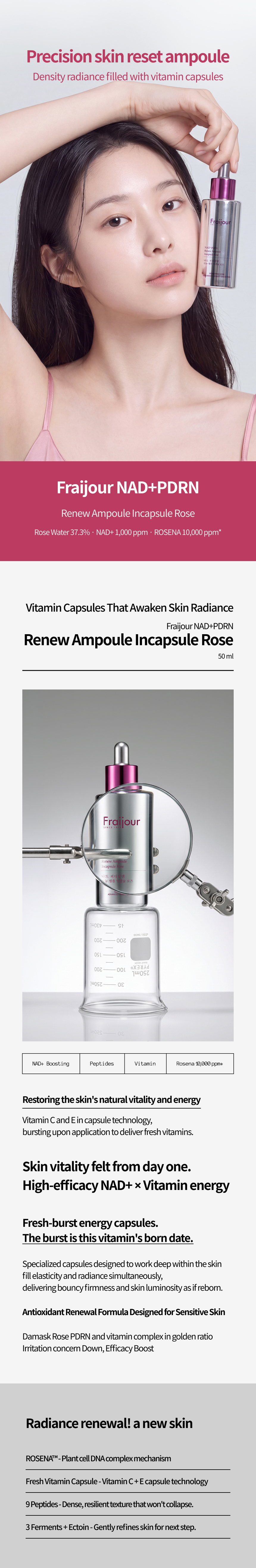 [FRAIJOUR] NAD⁺ PDRN Renew Ampoule Incapsule Rose 50ml