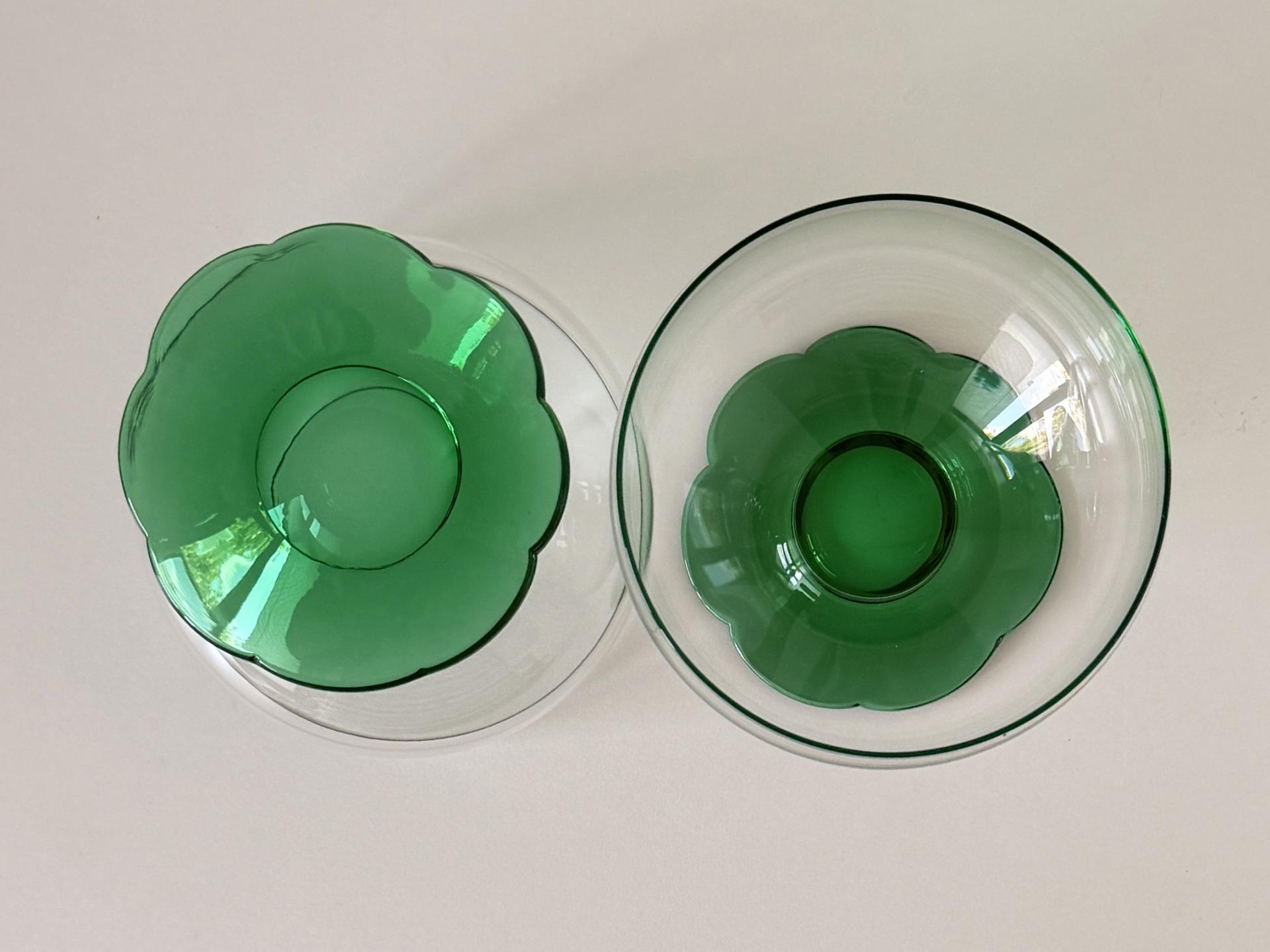 Vintage Sherbet Glass with Green Lily Pad