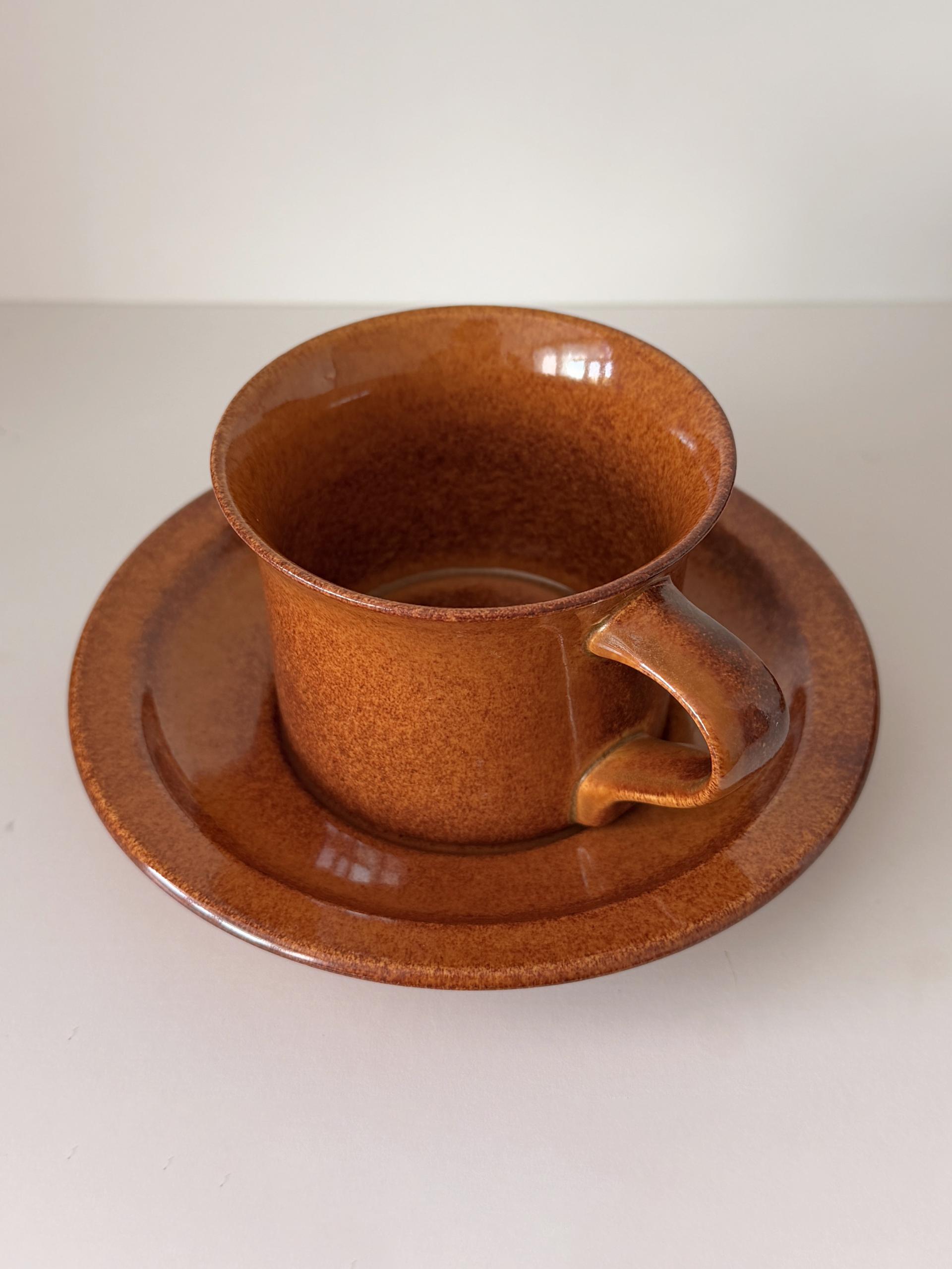 Vintage Midwinter Speckled Brown Cup and Suacer