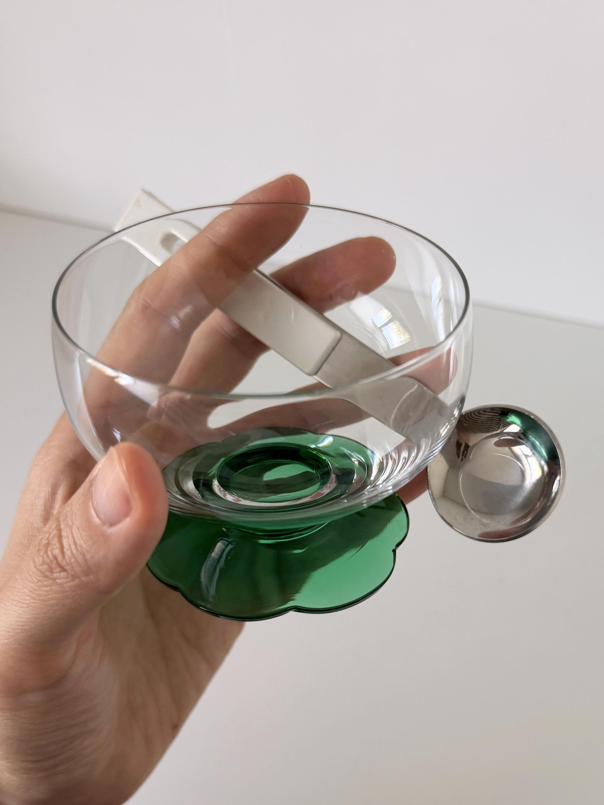 Vintage Sherbet Glass with Green Lily Pad