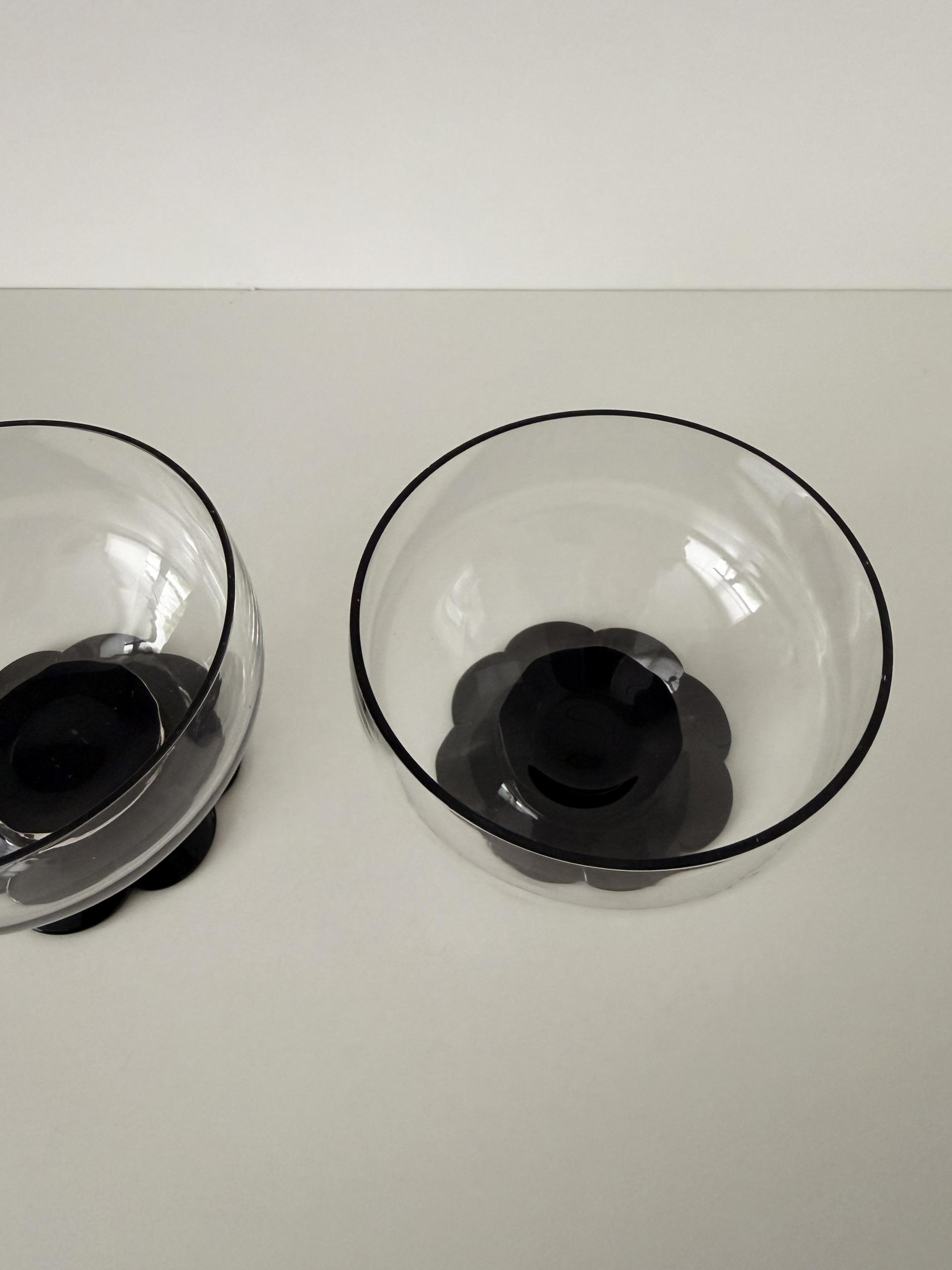 Vintage Weston Sherbet Glass with Black Lily Pad