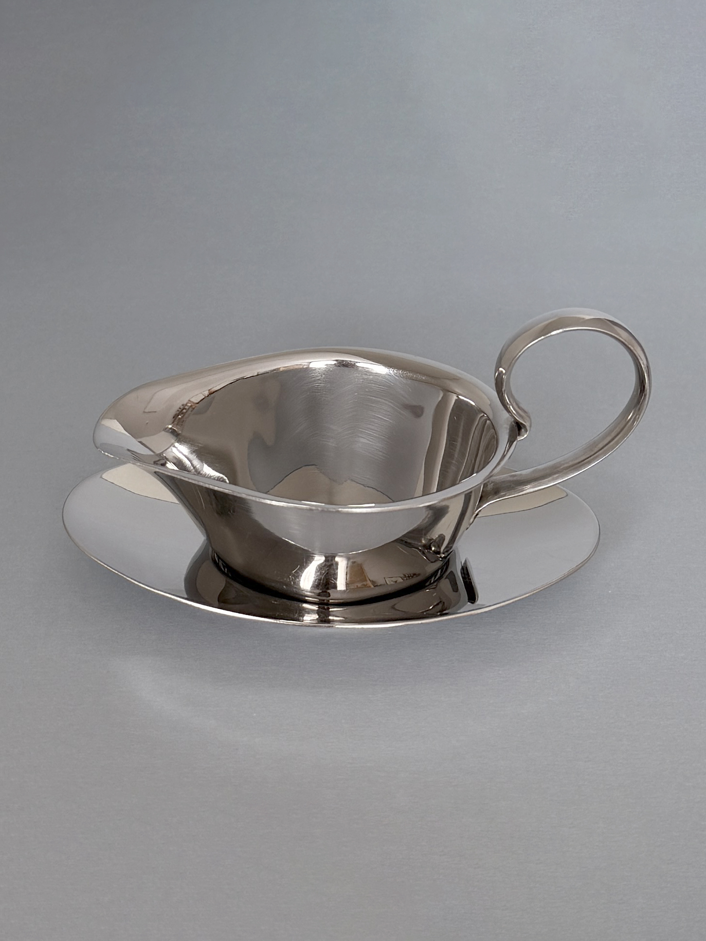 Vintage Old Hall Stainless Steel Sauce Boat and Saucer