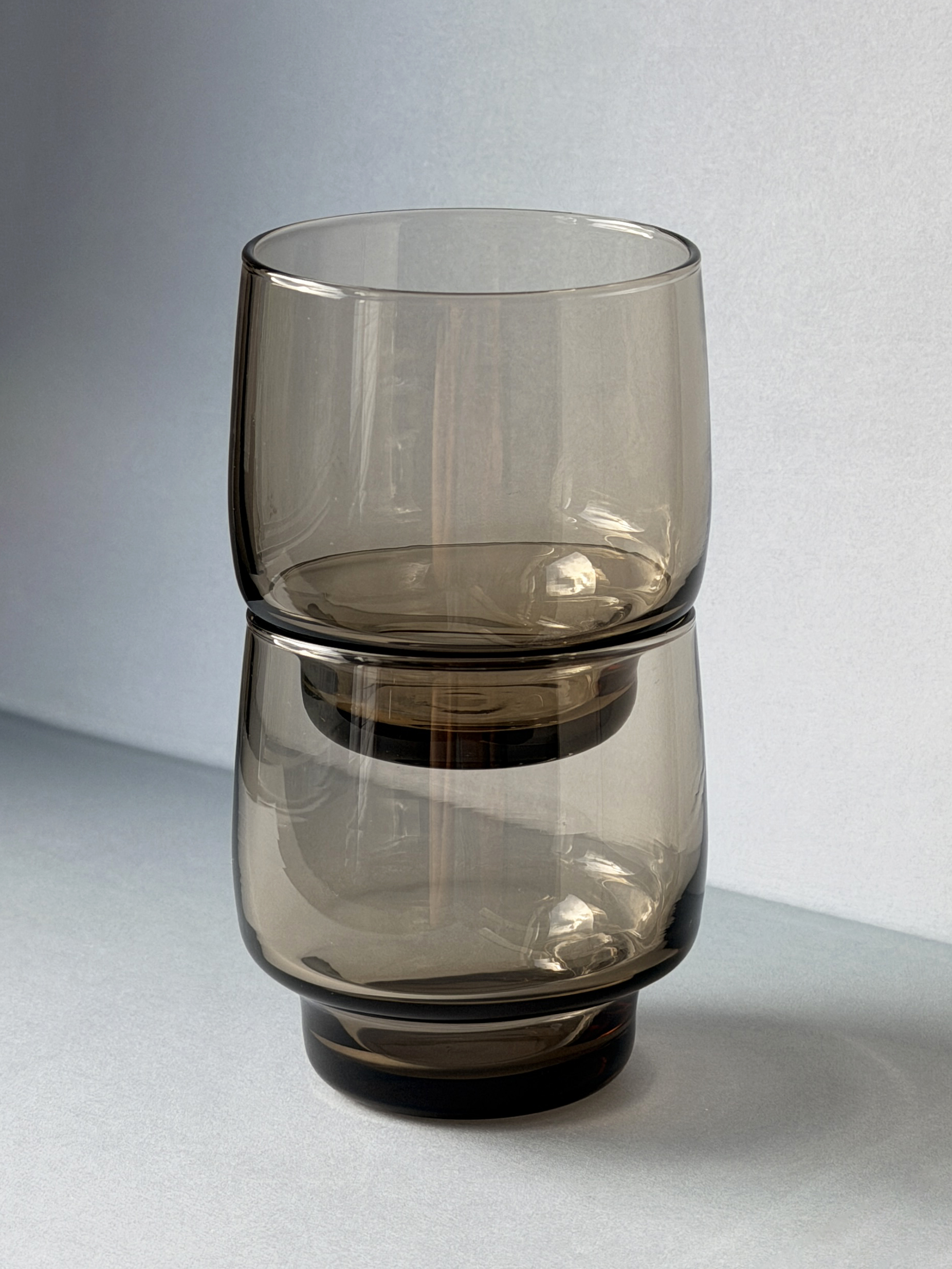 Vintage Luminarc Tivoli Smoky Brown Glass Tumblers, Set of 2