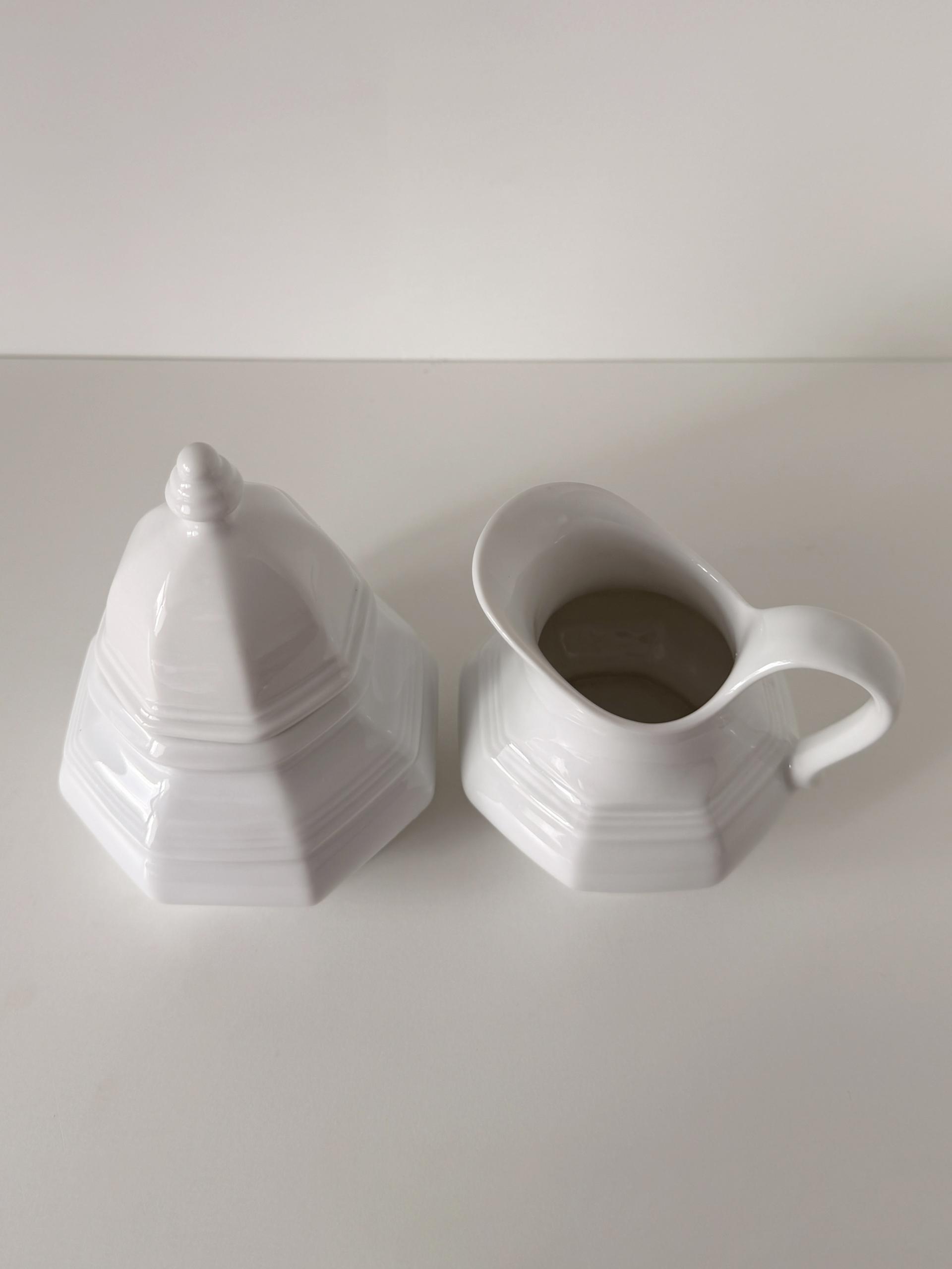 Vintage Gallo Octagonal White Sugar Bowl and Creamer SET